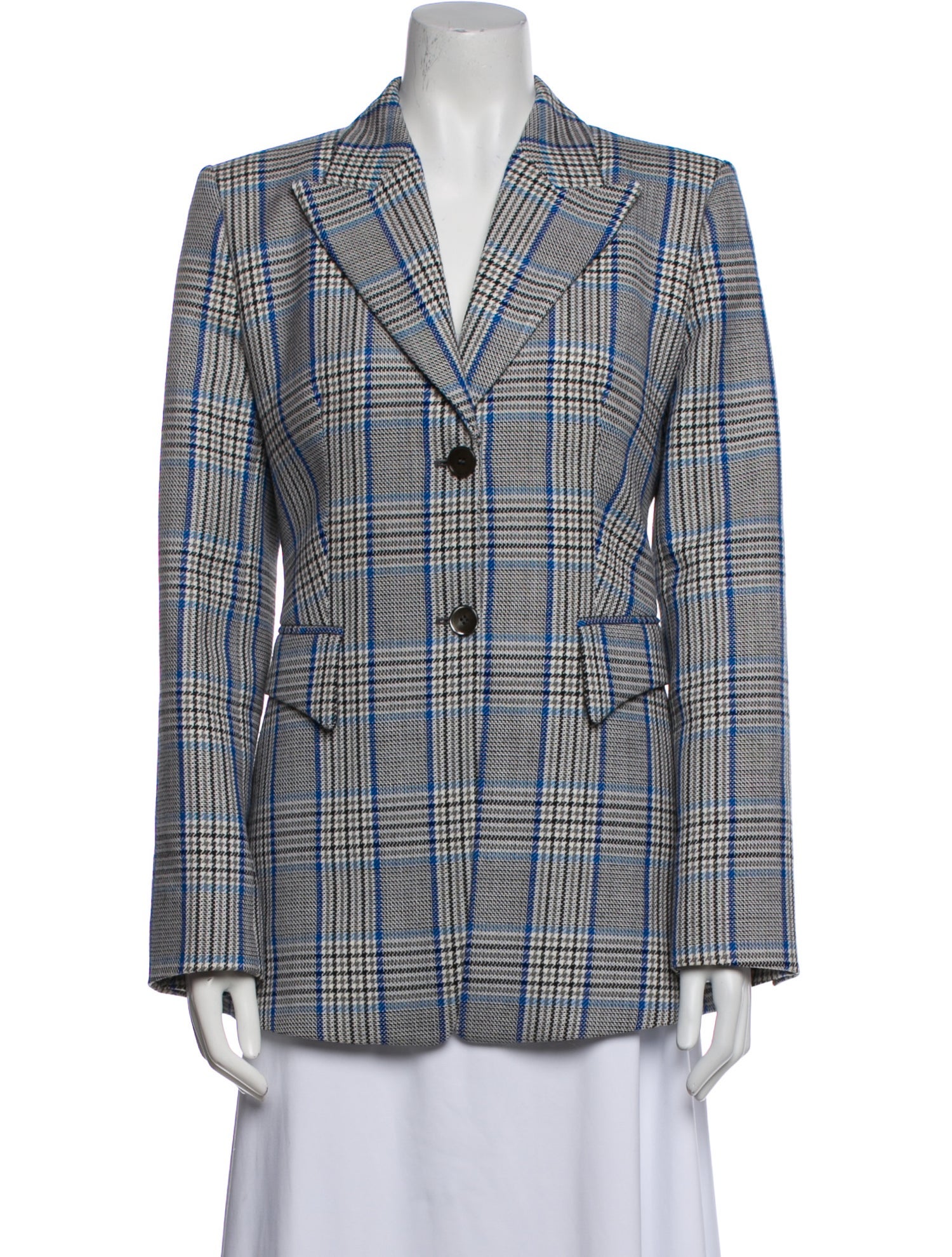Michael Kors Virgin Wool Plaid Print Blazer