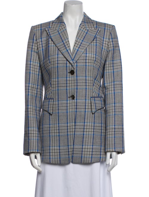 Michael Kors Virgin Wool Plaid Print Blazer