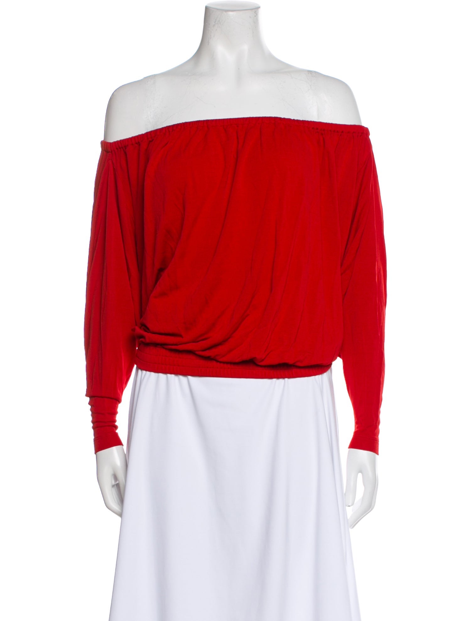 Michael Kors Off-The-Shoulder Long Sleeve Crop Top