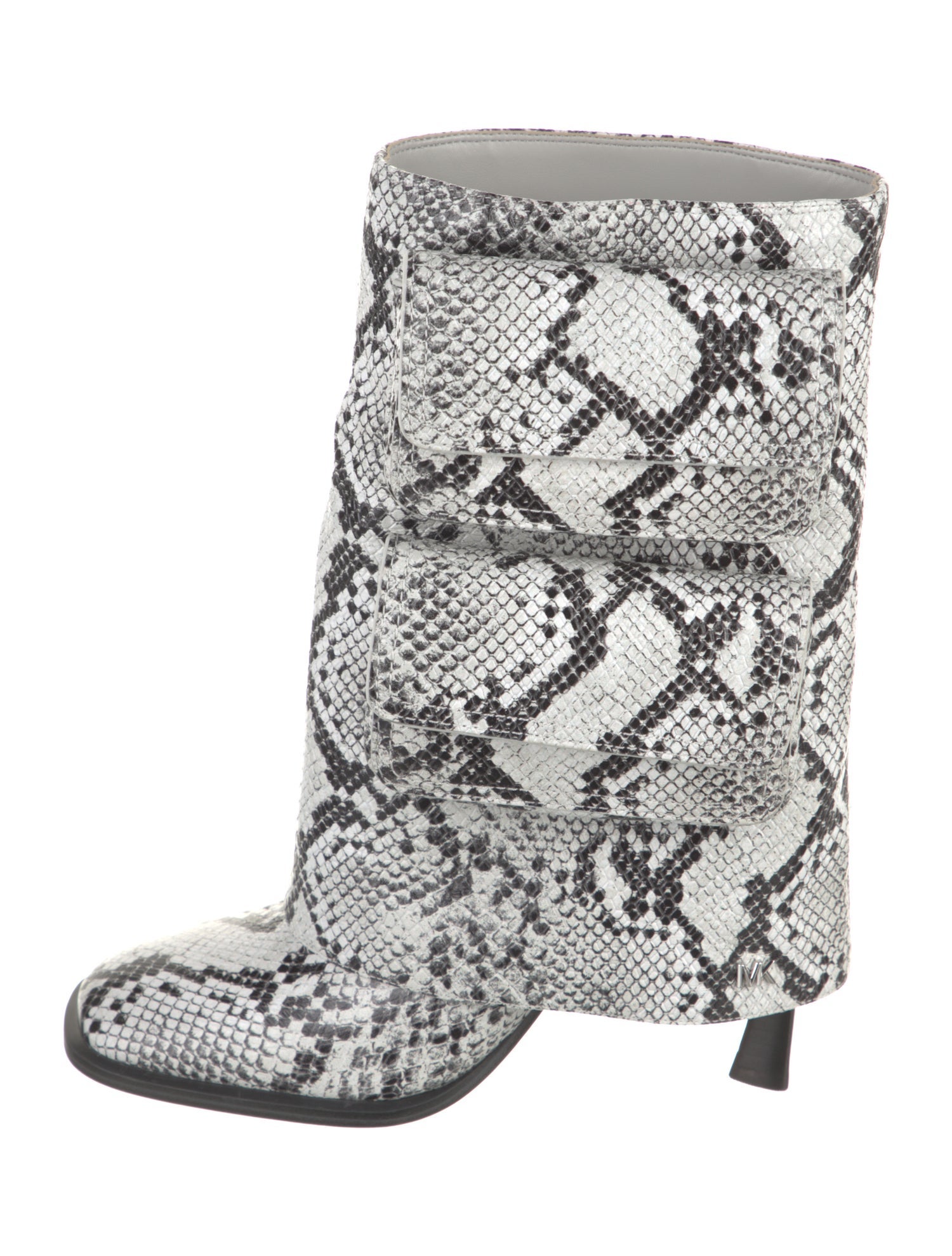 Michael Kors Leather Animal Print Lace-Up Boots