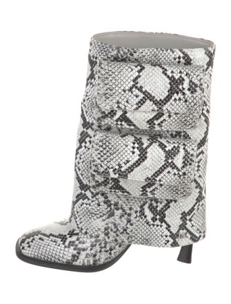Michael Kors Leather Animal Print Lace-Up Boots