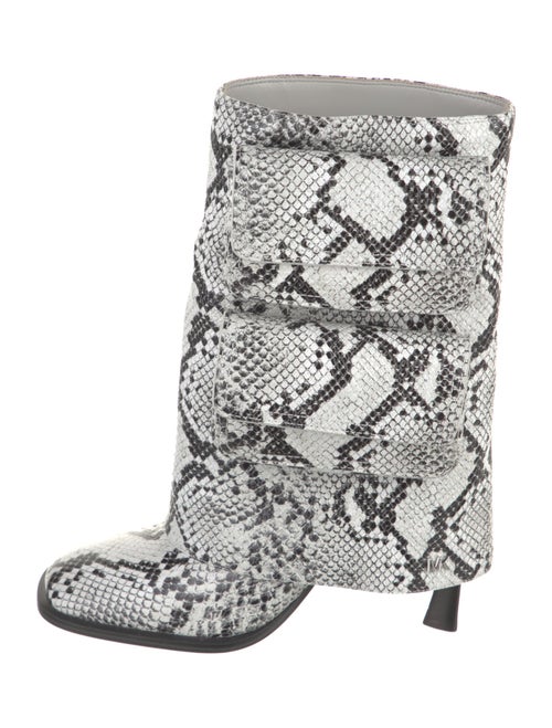 Michael Kors Leather Animal Print Lace-Up Boots
