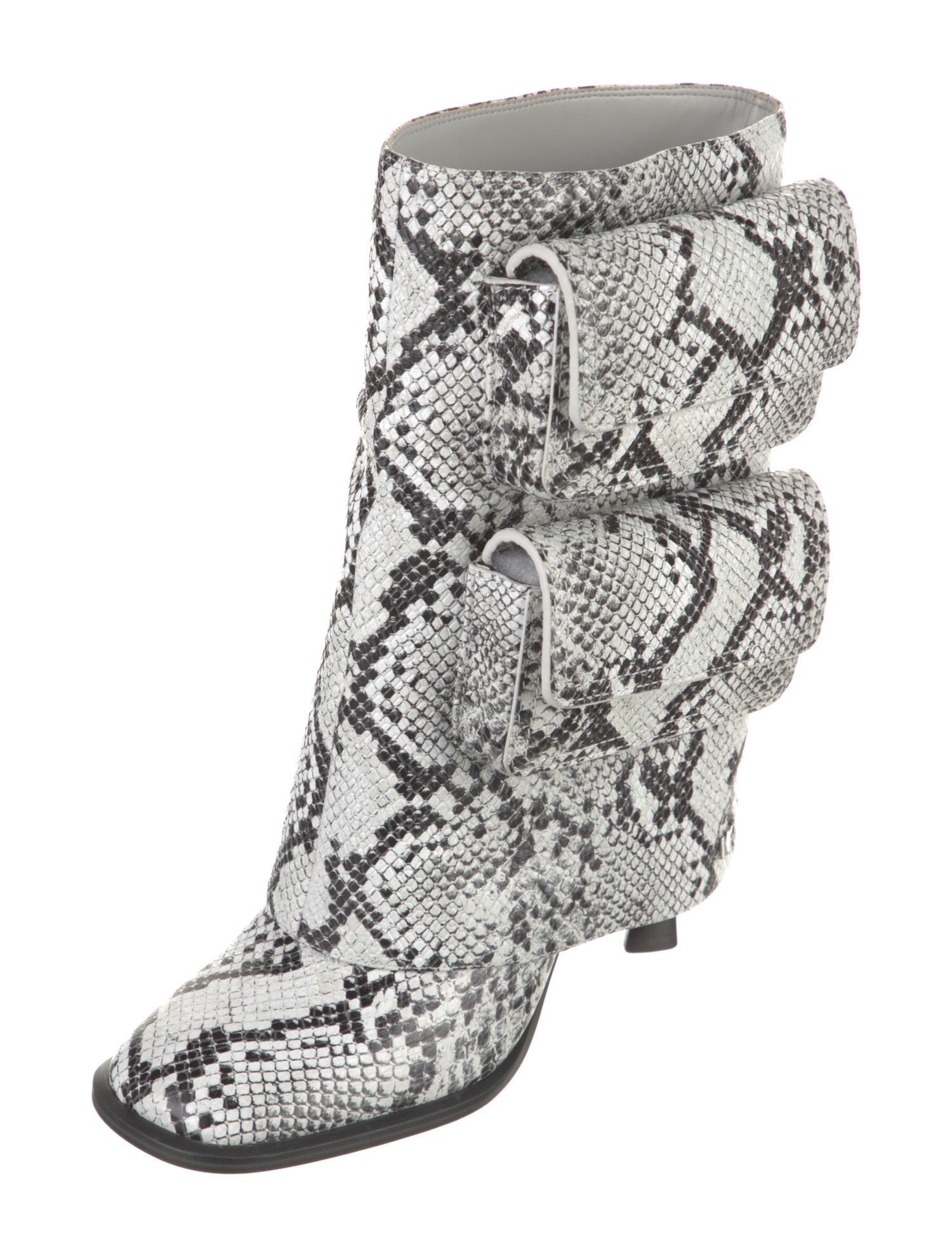 Michael Kors Leather Animal Print Lace-Up Boots