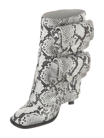 Michael Kors Leather Animal Print Lace-Up Boots