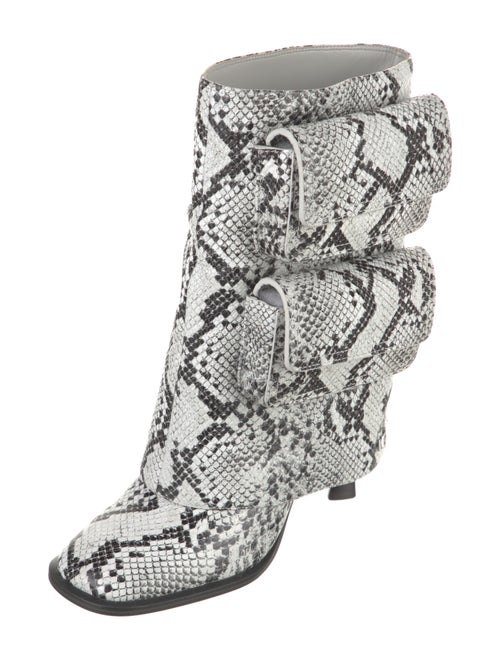 Michael Kors Leather Animal Print Lace-Up Boots