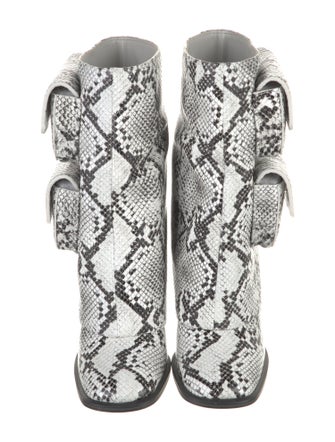 Michael Kors Leather Animal Print Lace-Up Boots