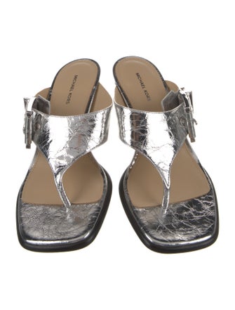 Michael Kors Leather Animal Print Slides