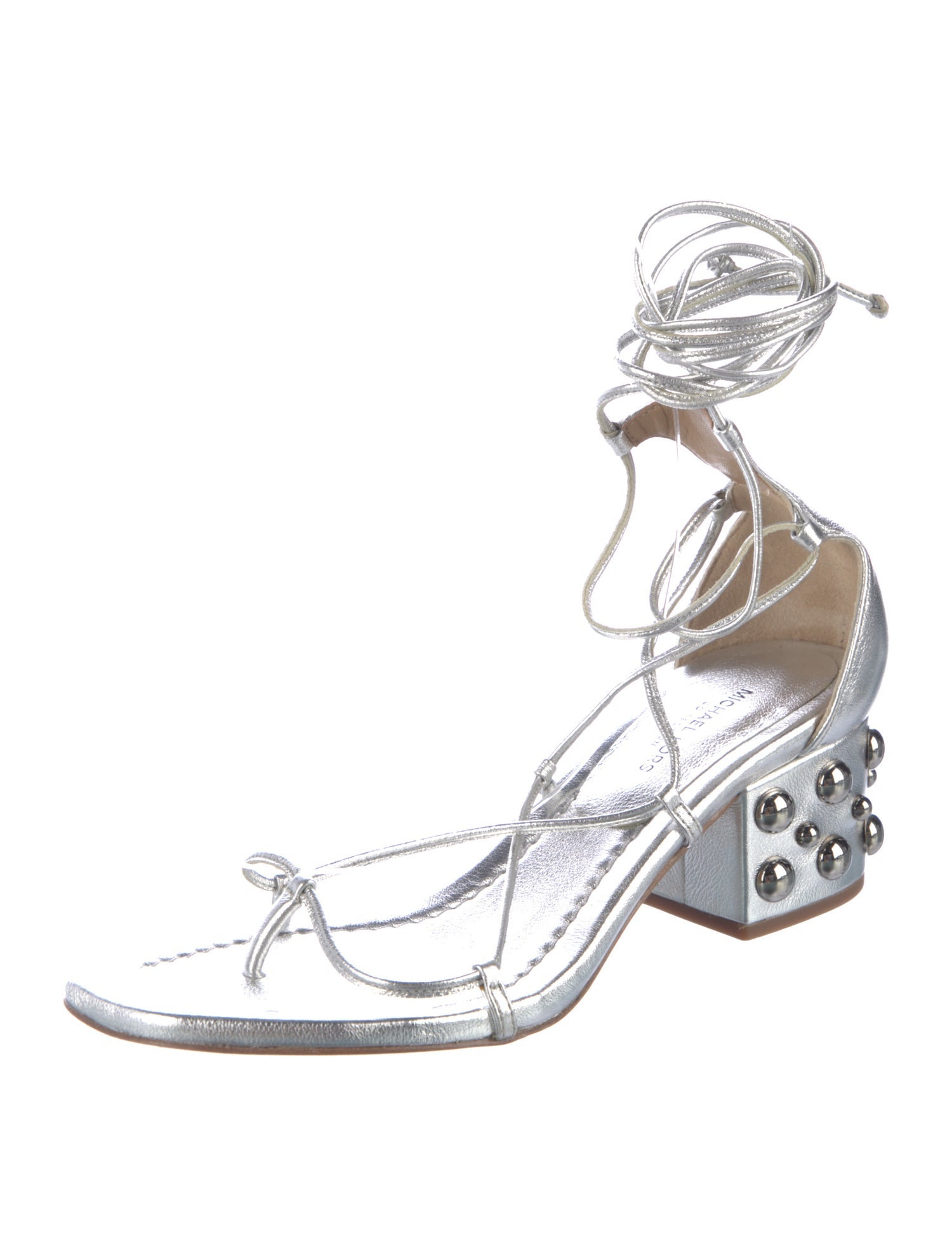 Michael Kors Leather Studded Accents Gladiator Sandals