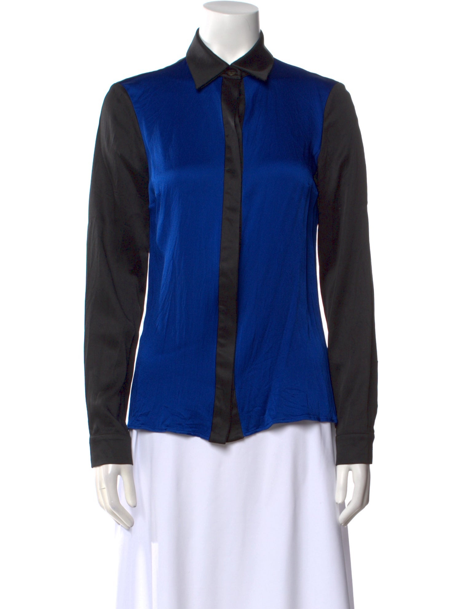 Michael Kors Colorblock Pattern Long Sleeve Button-Up Top