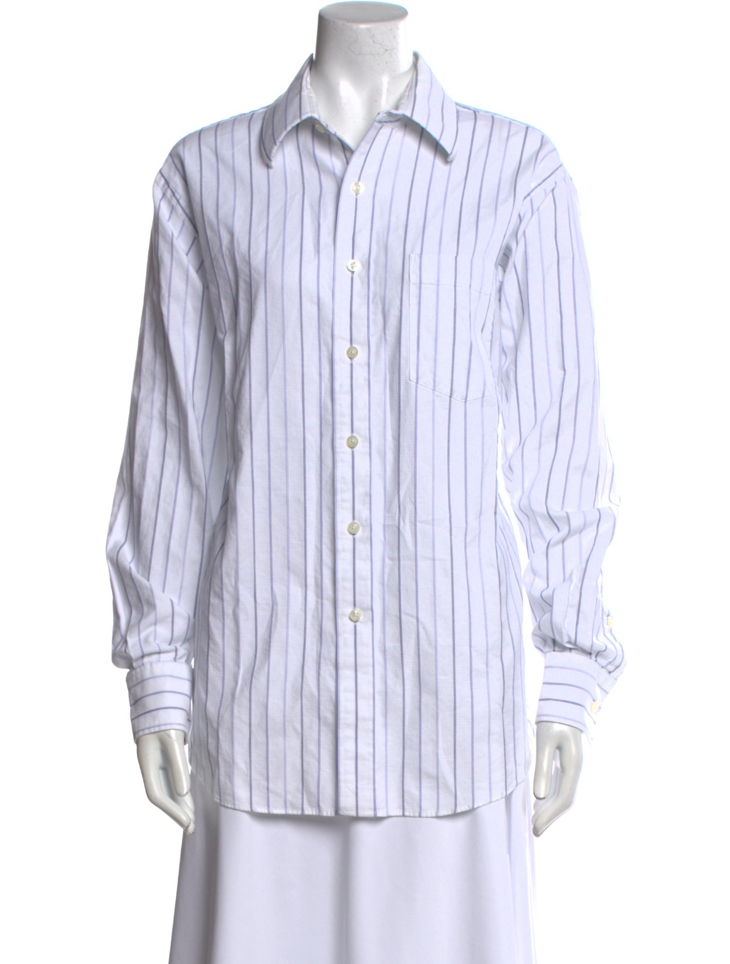 Michael Kors Striped Long Sleeve Button-Up Top