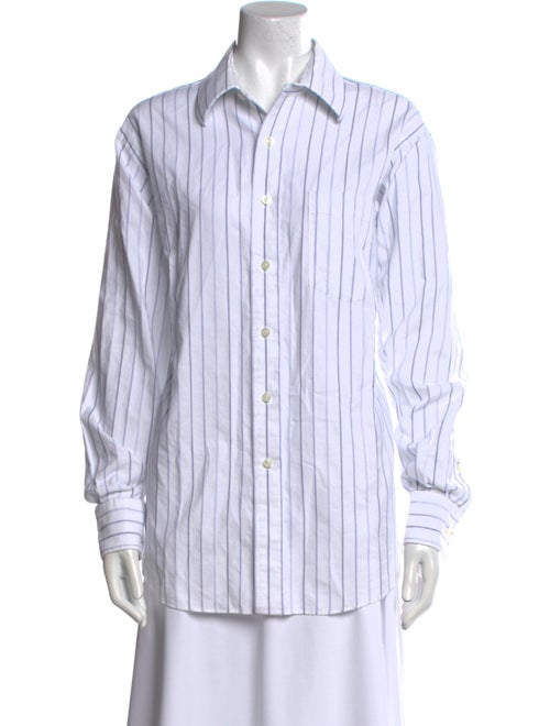 Michael Kors Striped Long Sleeve Button-Up Top