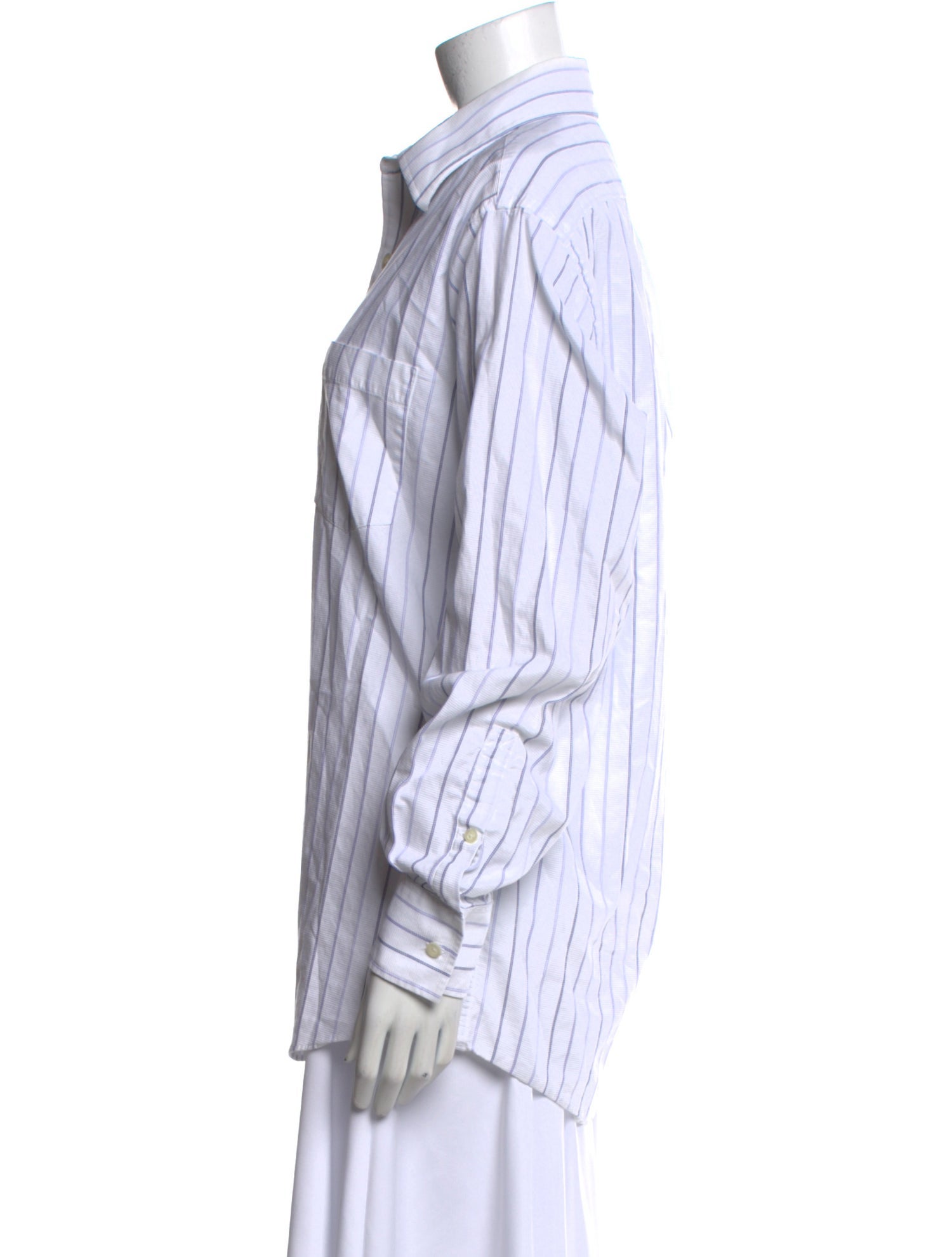 Michael Kors Striped Long Sleeve Button-Up Top