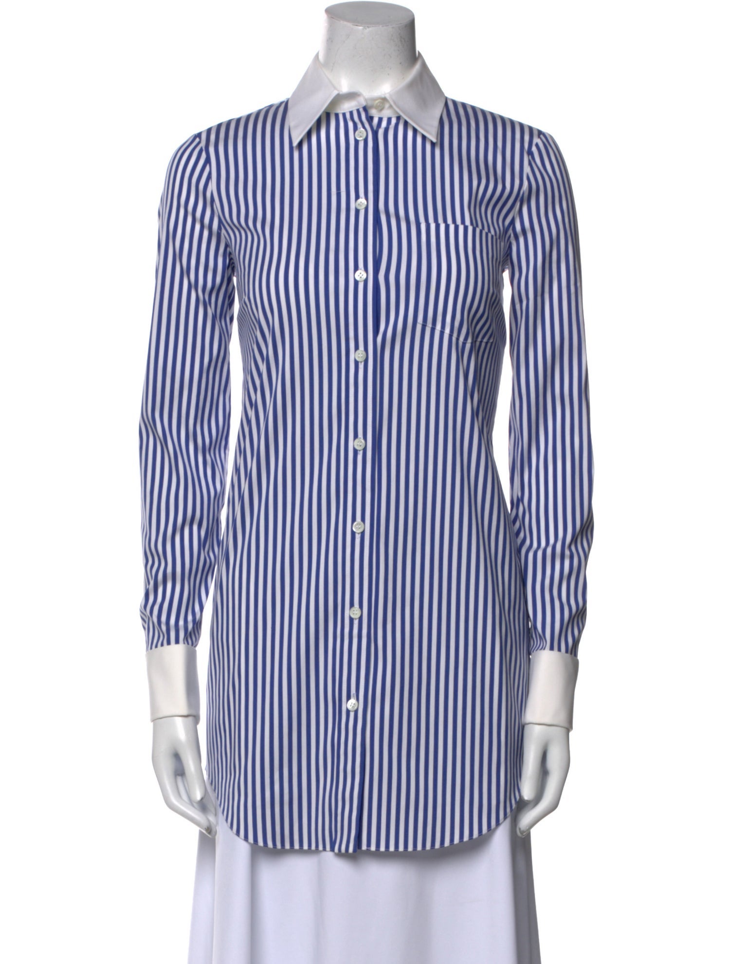Michael Kors Striped Long Sleeve Button-Up Top