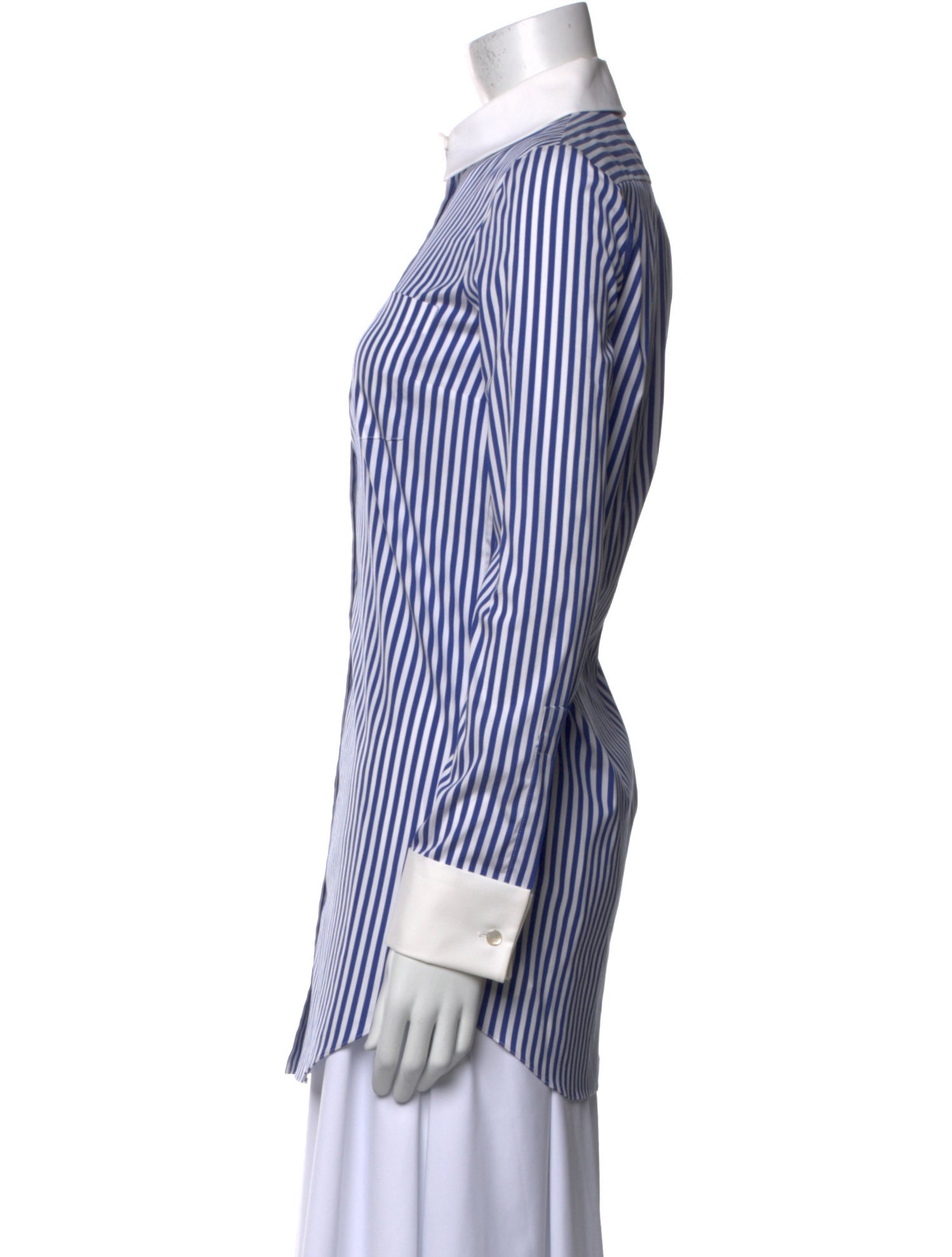 Michael Kors Striped Long Sleeve Button-Up Top