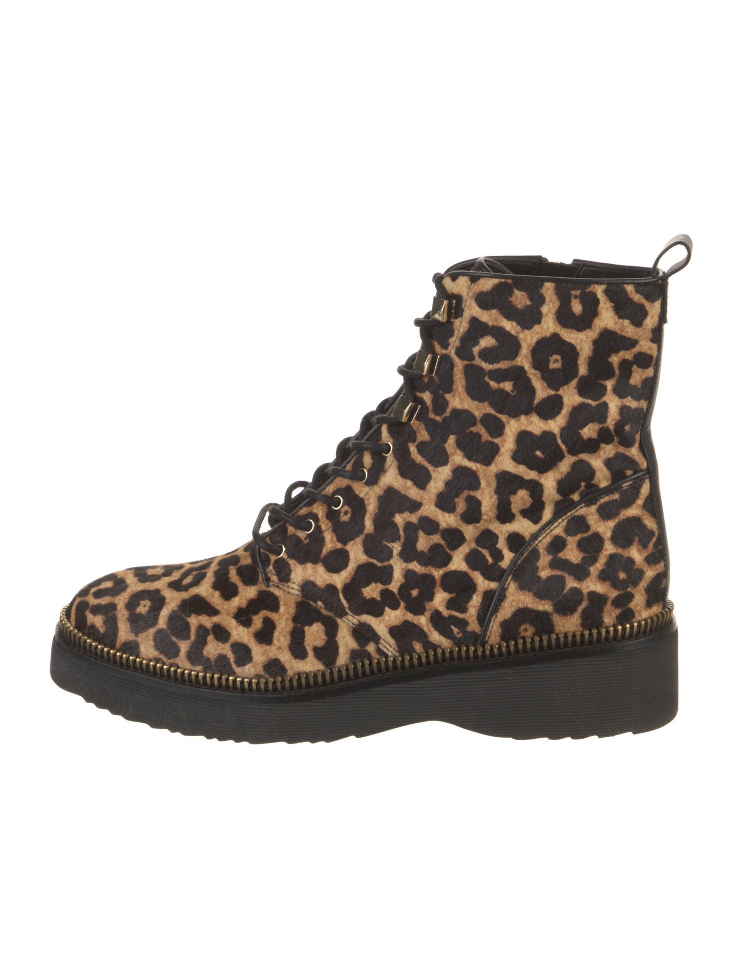 Michael Kors Ponyhair Animal Print Combat Boots