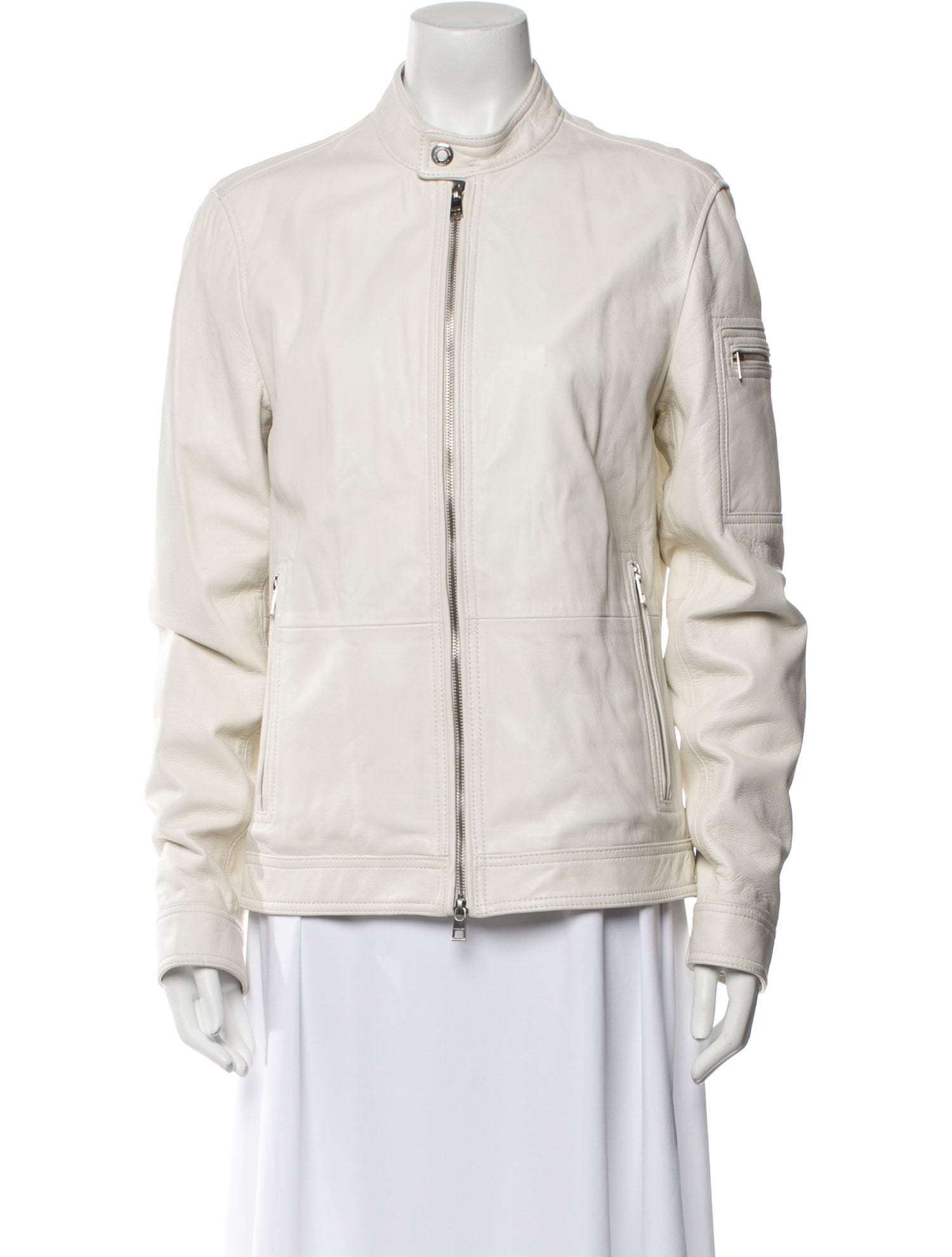 Michael Kors Leather Bomber Jacket