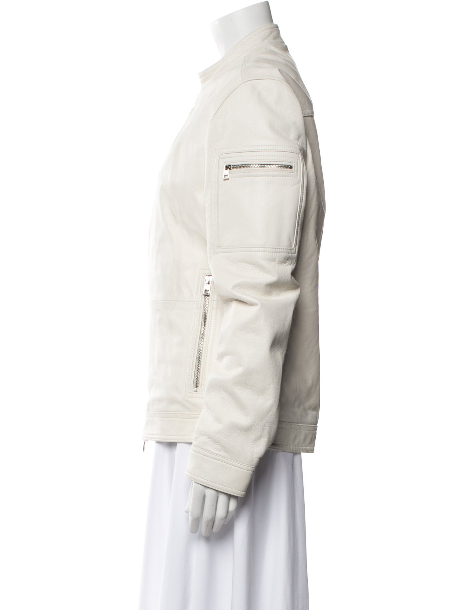 Michael Kors Leather Bomber Jacket