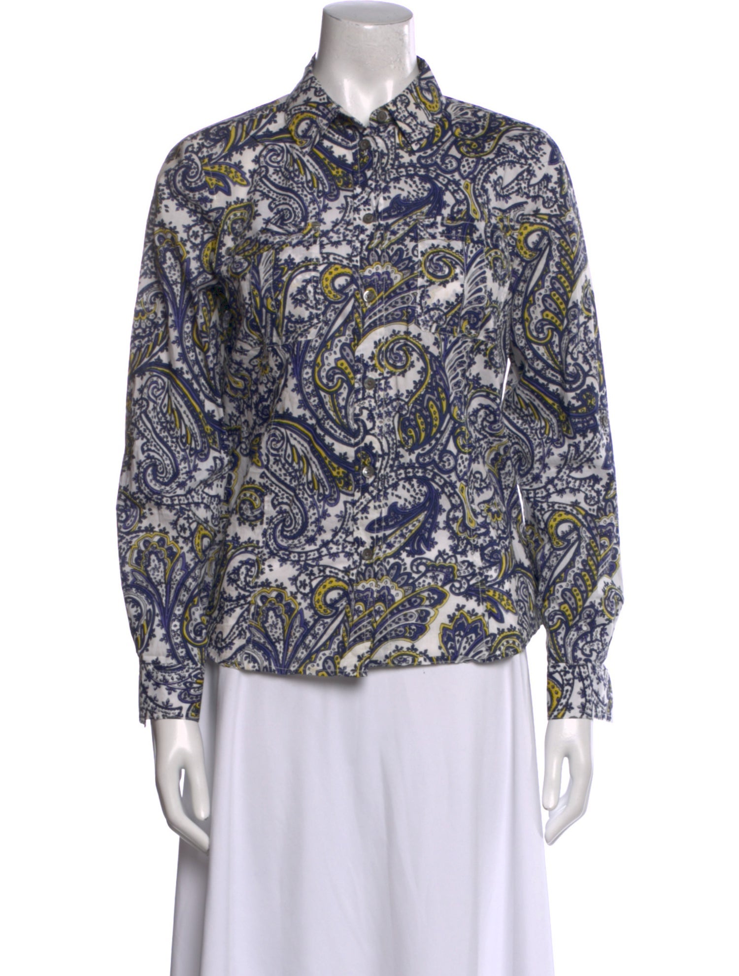 Michael Kors Paisley Print Long Sleeve Button-Up Top