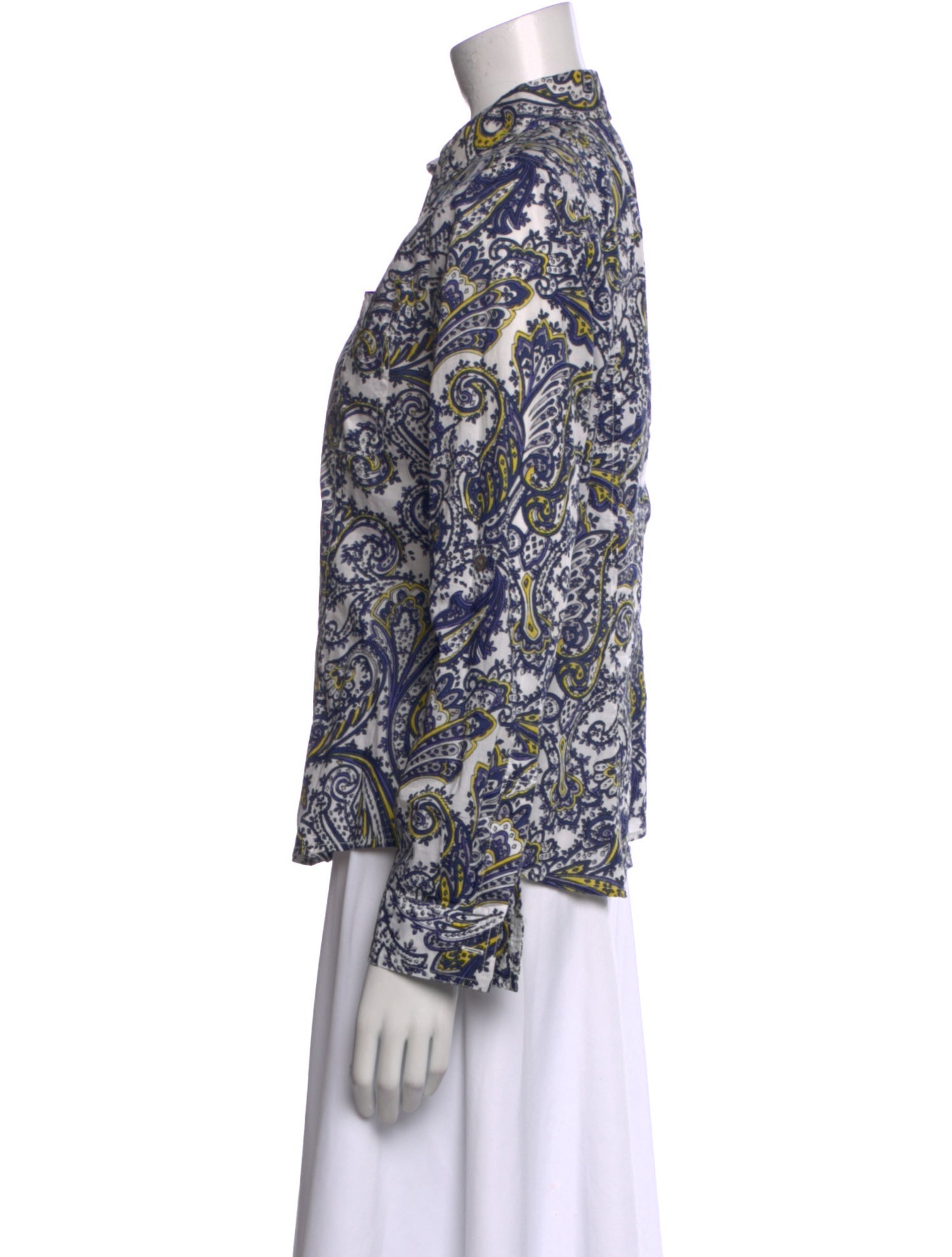 Michael Kors Paisley Print Long Sleeve Button-Up Top