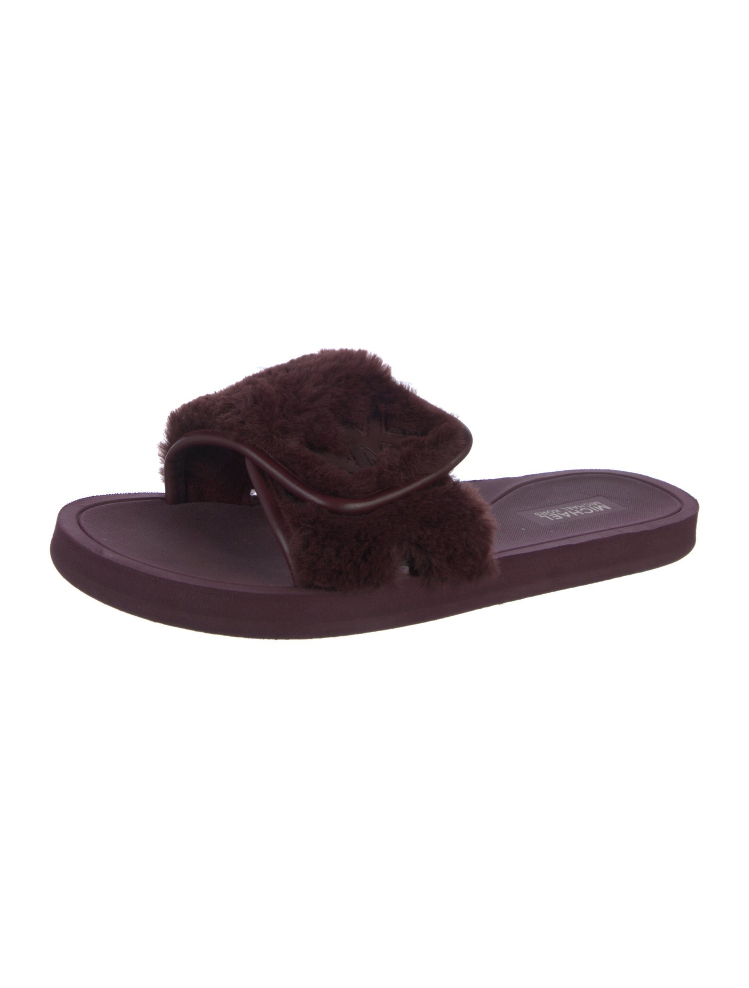 Michael Kors Fur Colorblock Pattern Slides