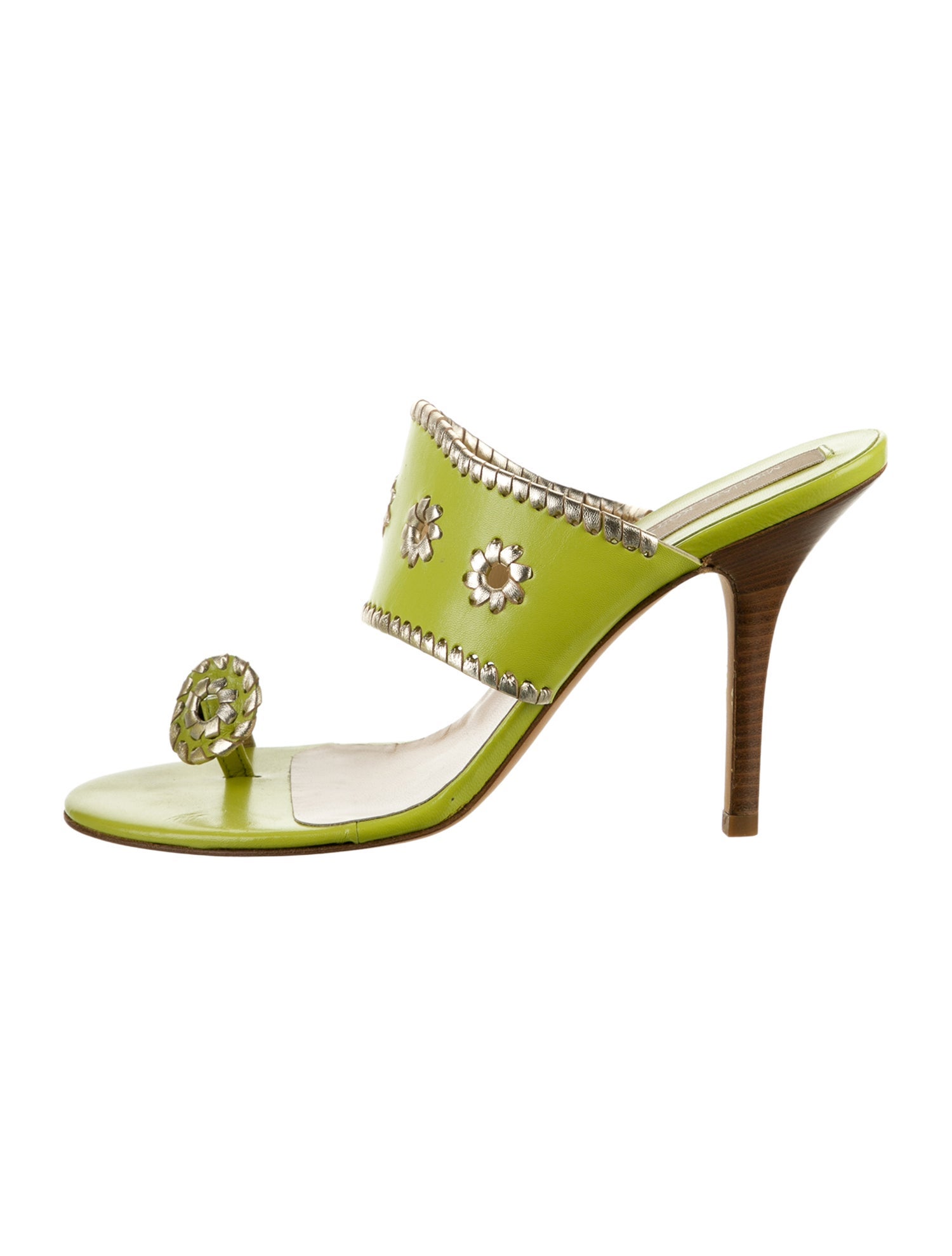 Michael Kors Leather Whipstitch Trim Slides