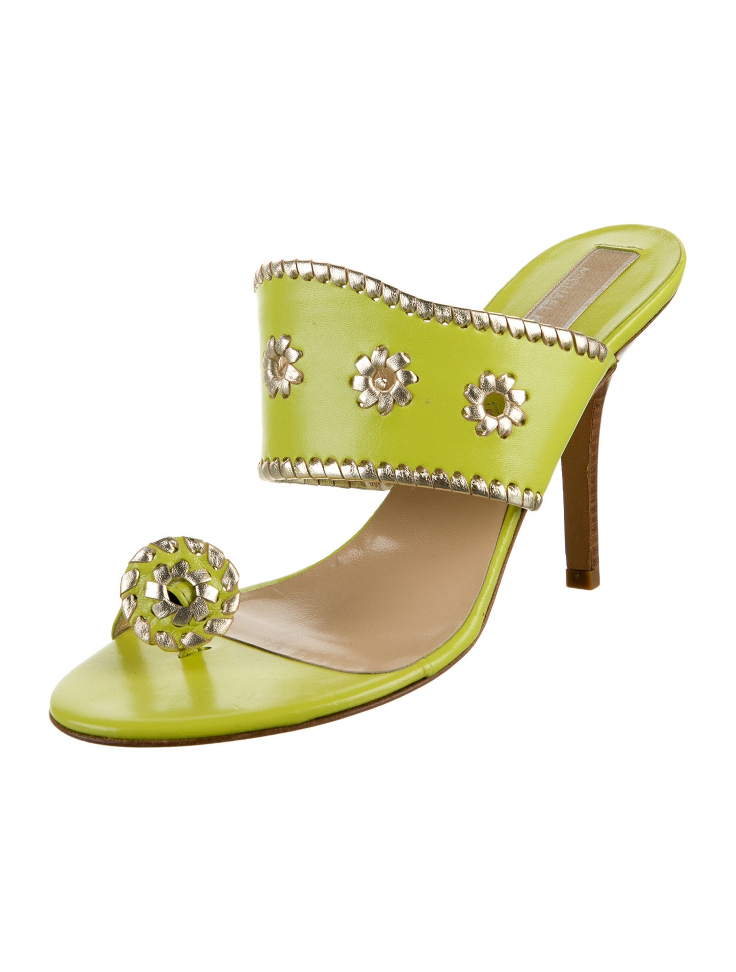 Michael Kors Leather Whipstitch Trim Slides