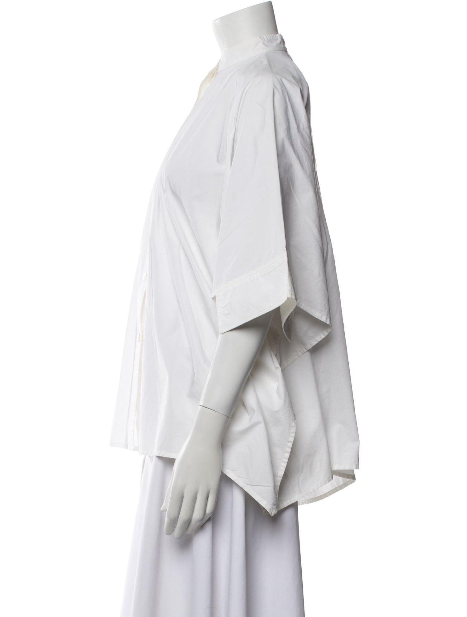 Michael Kors Mock Neck Short Sleeve Button-Up Top