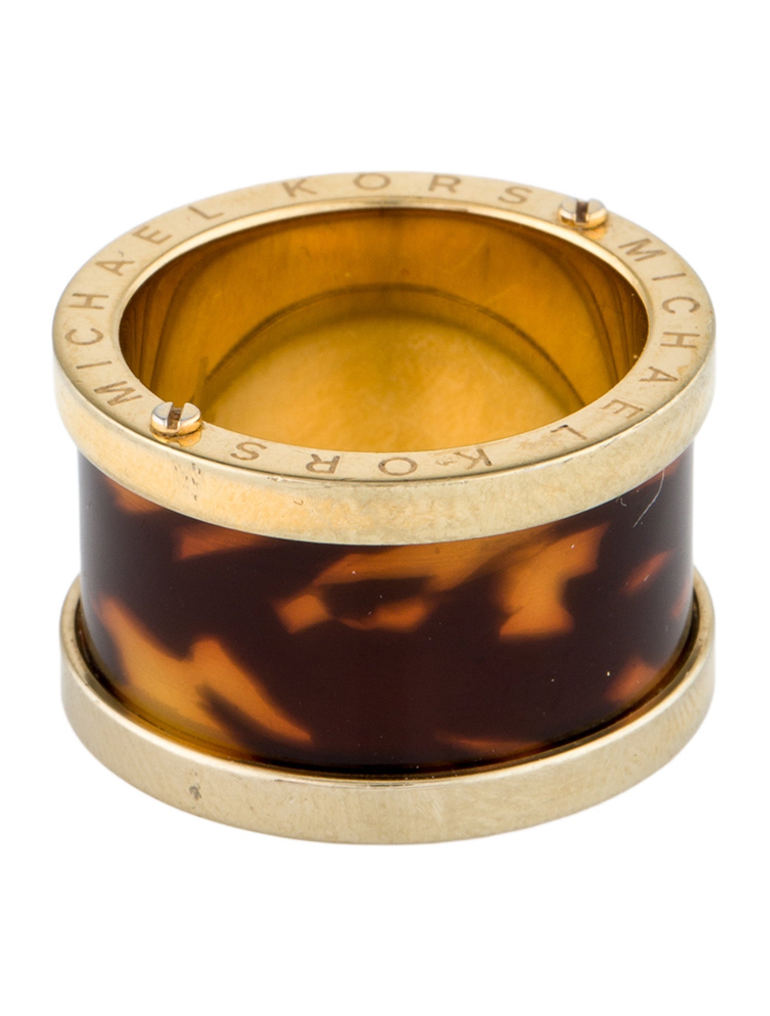 Michael Kors Resin Tortoise Barrel Band Ring