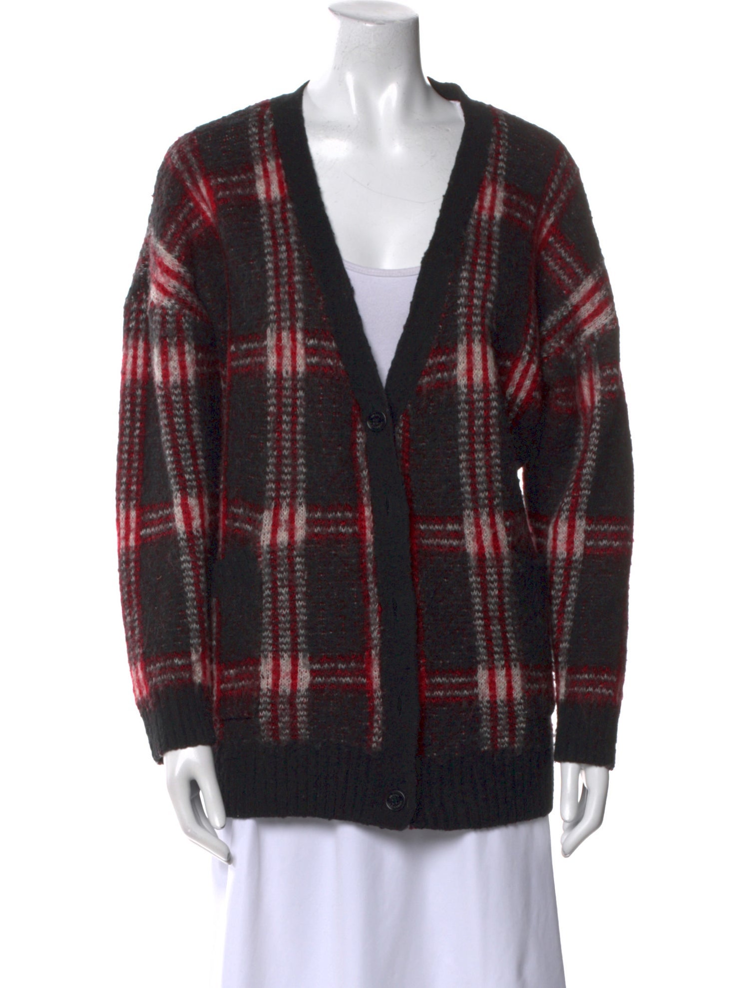 Michael Kors Plaid Print V-Neck Sweater