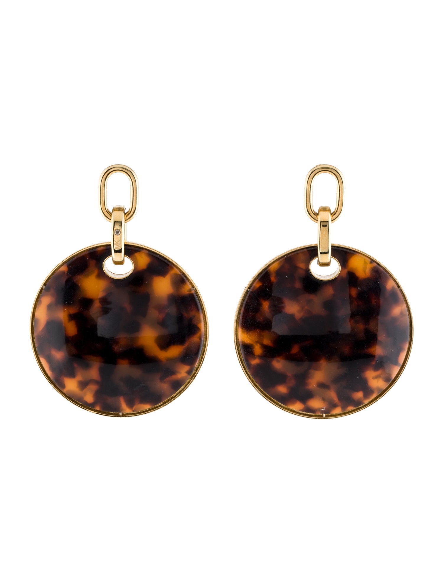 Michael Kors Tortoise Large Acrylic & Crystal Chain Link Disk Drop Earrings