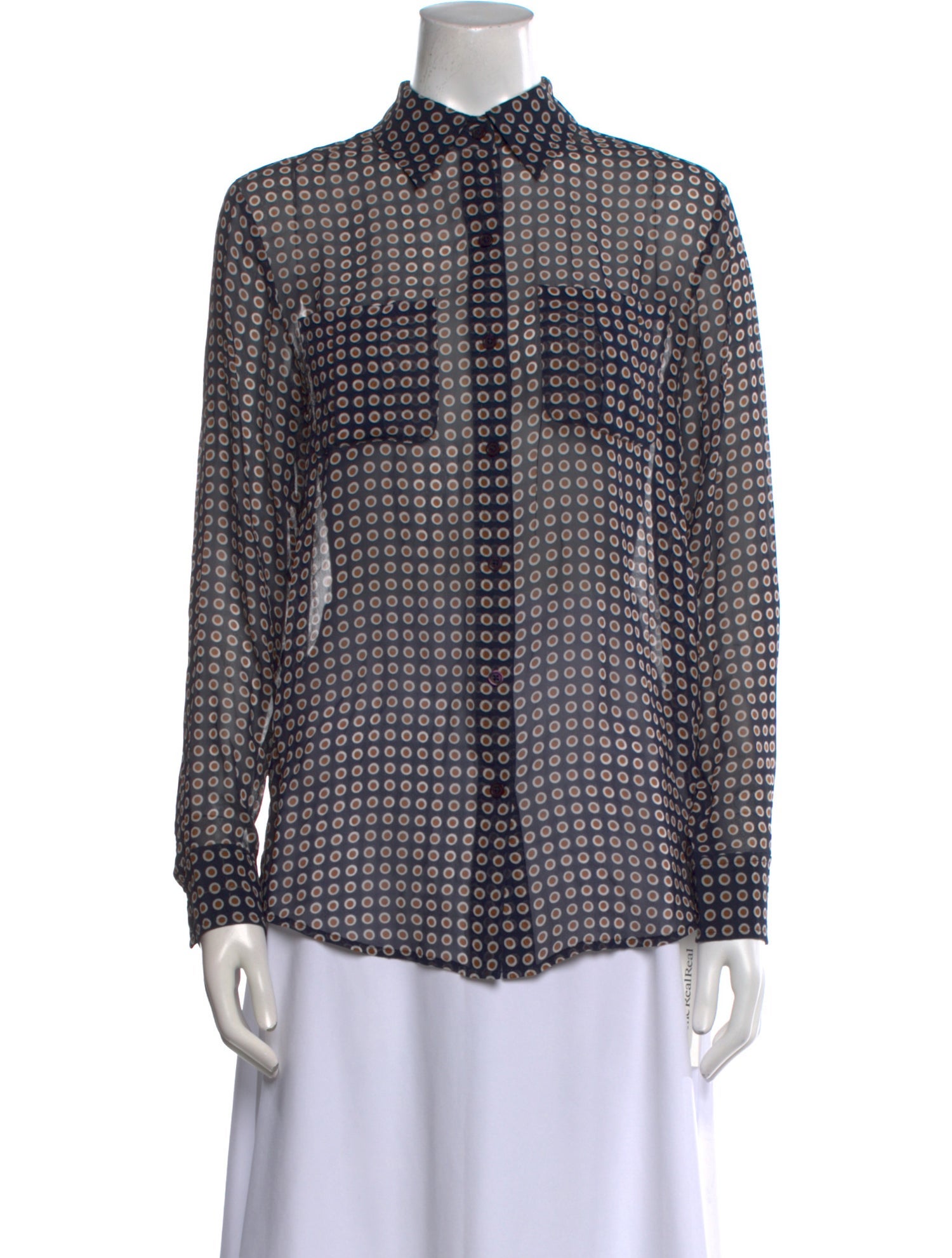 Michael Kors Silk Printed Button-Up Top
