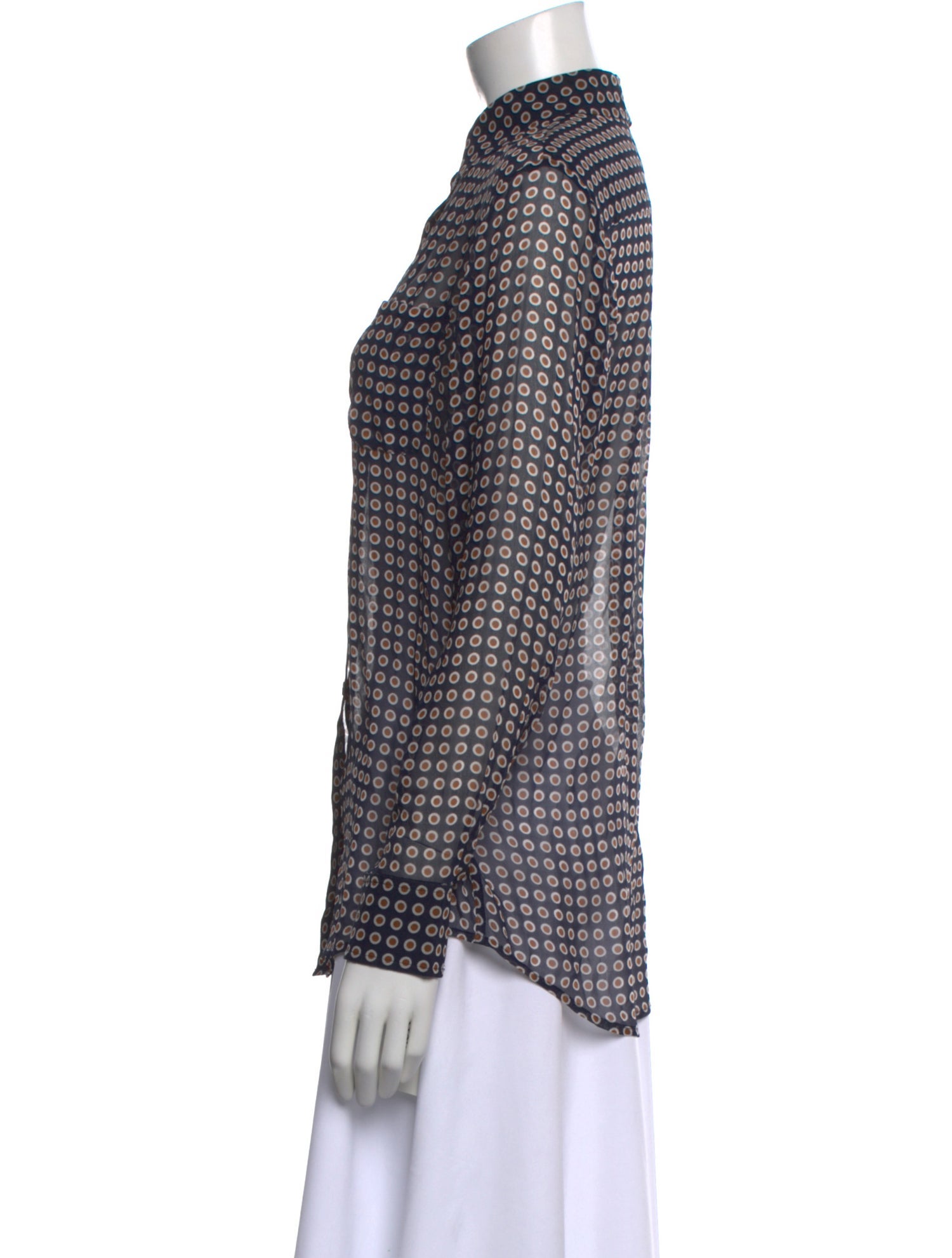 Michael Kors Silk Printed Button-Up Top