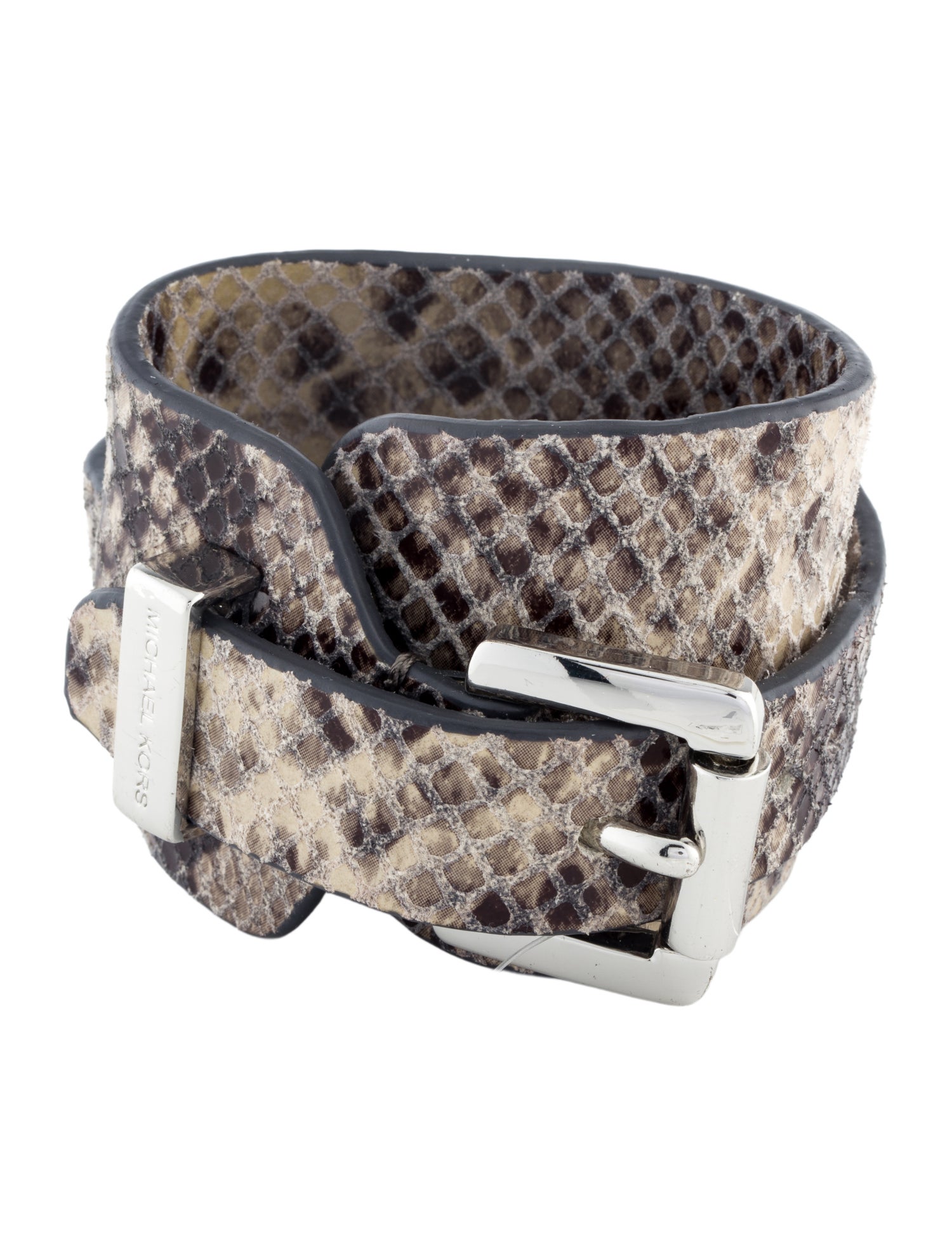 Michael Kors Leather Embossed Python Wrap Bracelet