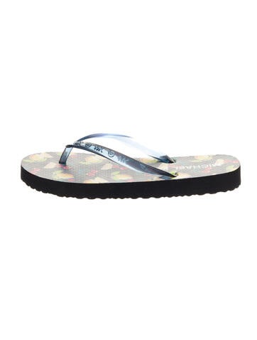 Pre-owned Michael Kors Rubber Floral Print Flip Flops In Multi