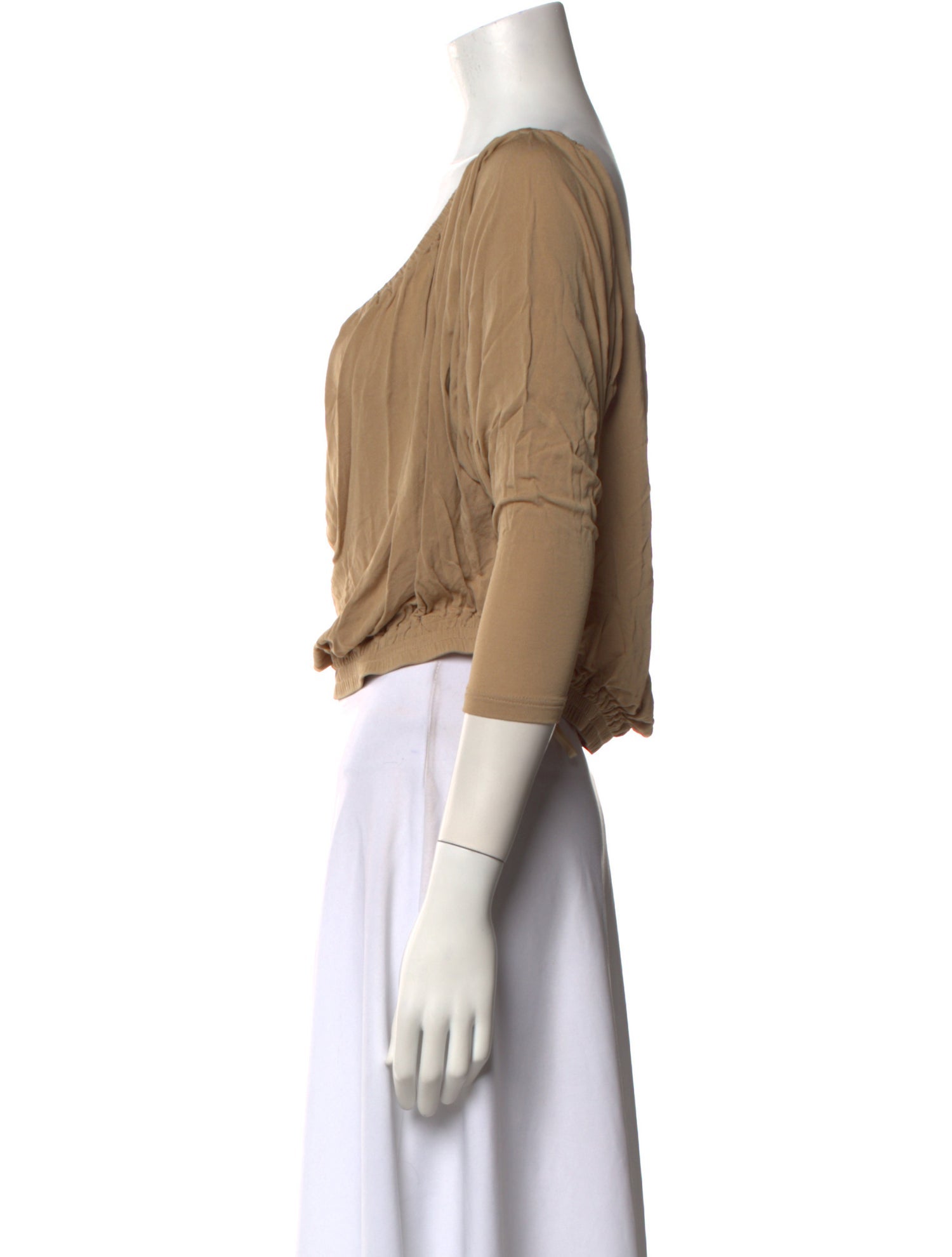 Michael Kors Scoop Neck Three-Quarter Sleeve Crop Top