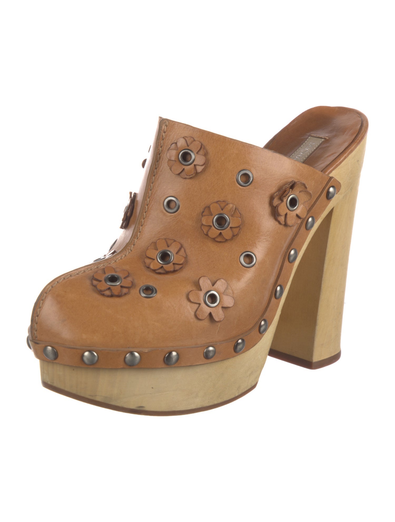 Michael Kors Leather Floral Print Mules