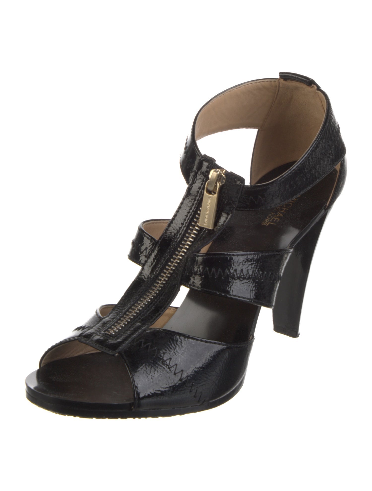 Michael Kors Patent Leather Animal Print T-Strap Pumps