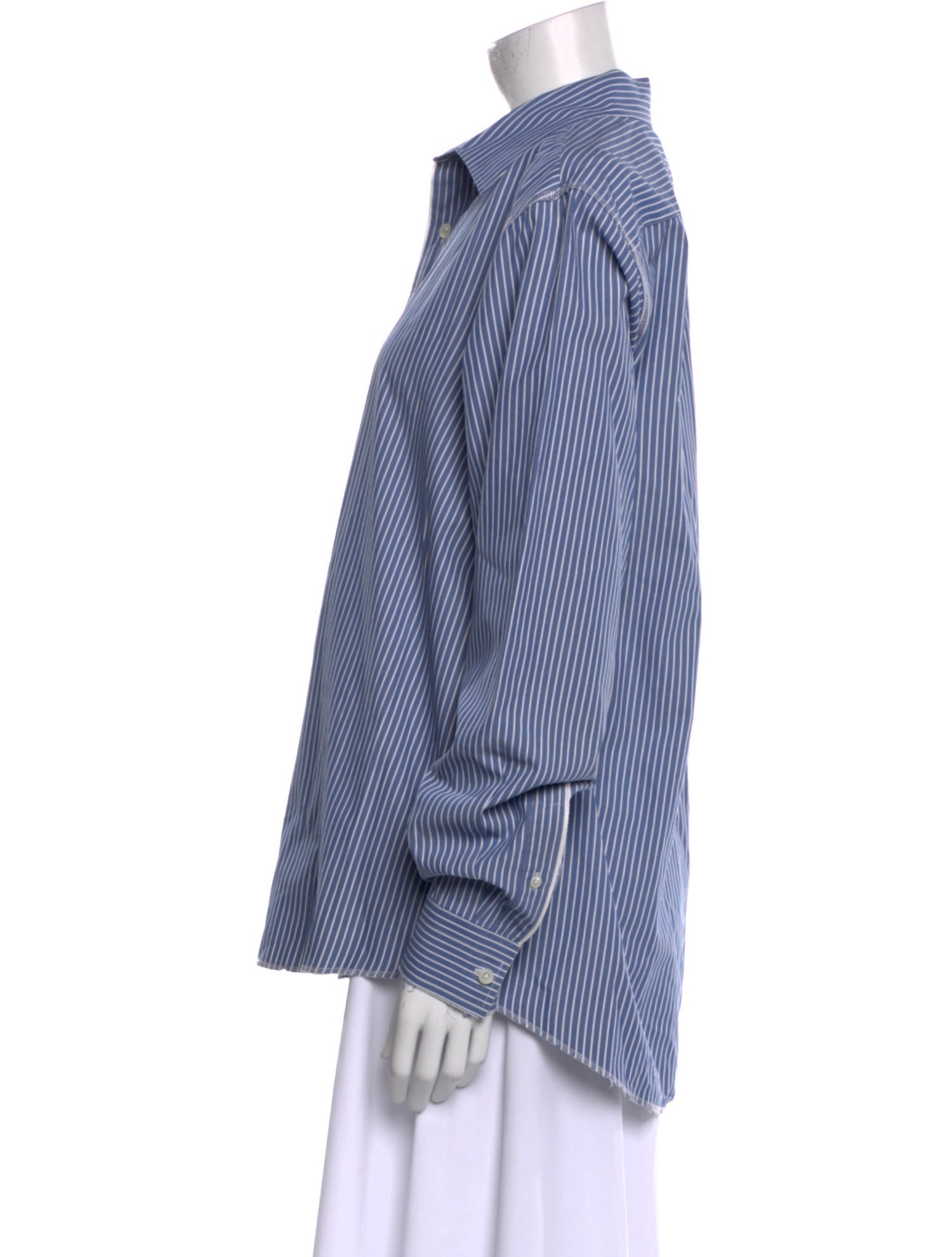 Michael Kors Striped Long Sleeve Button-Up Top