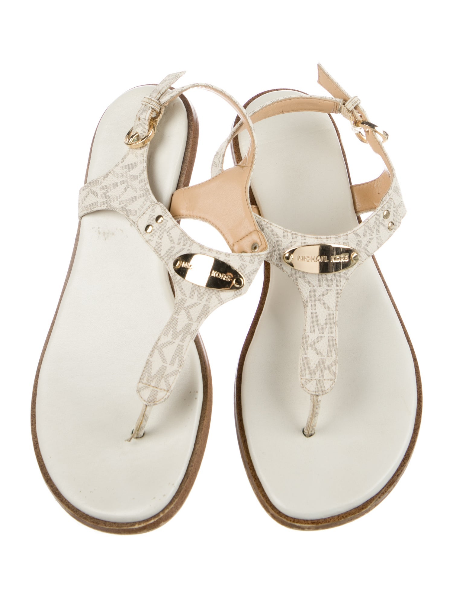 Michael Kors Leather T-Strap Sandals