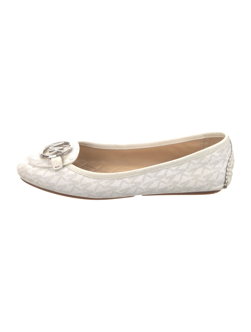 Michael Kors Flats White Monogram Pattern Semi-Po… - image 1