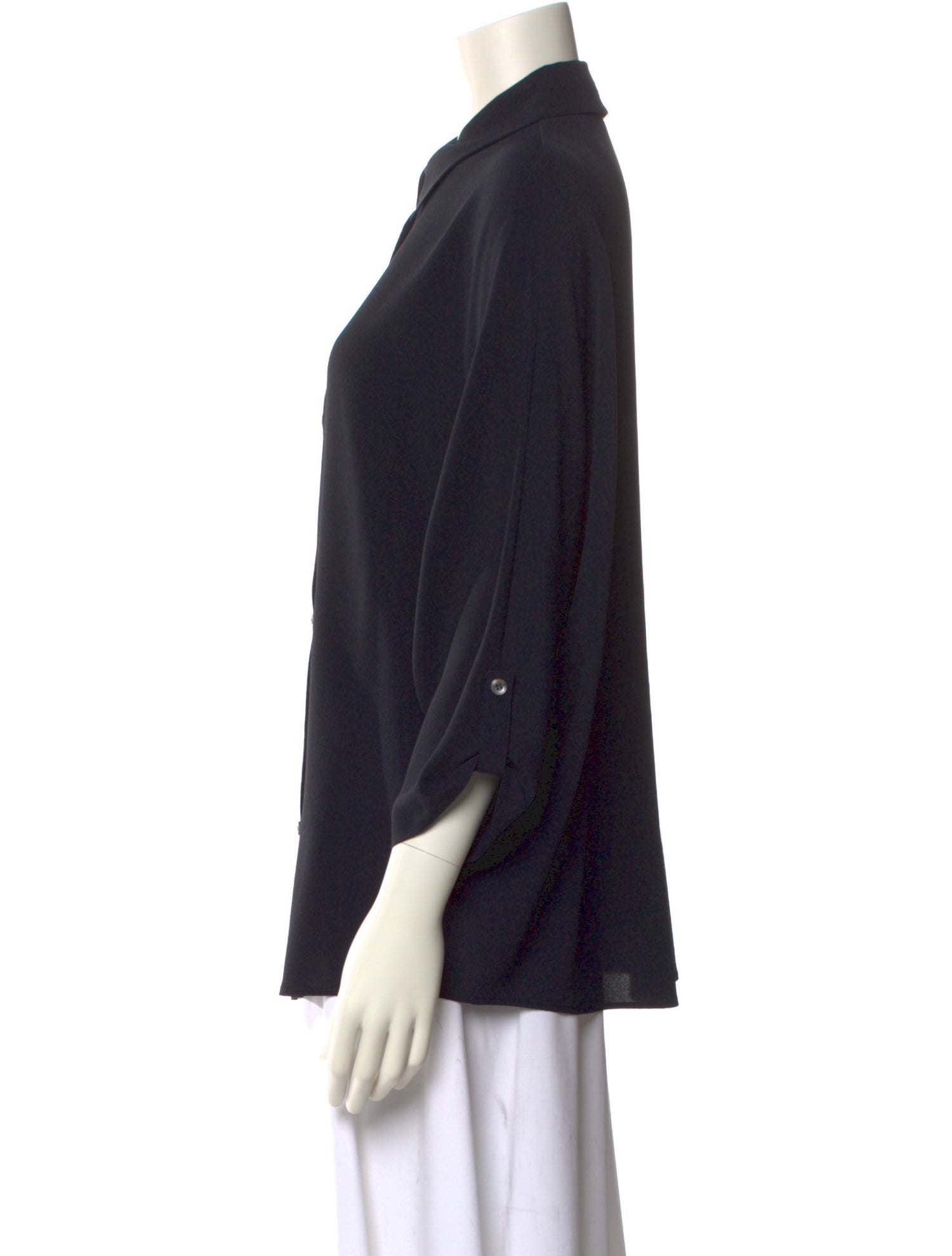 Michael Kors Silk Three-Quarter Sleeve Button-Up Top