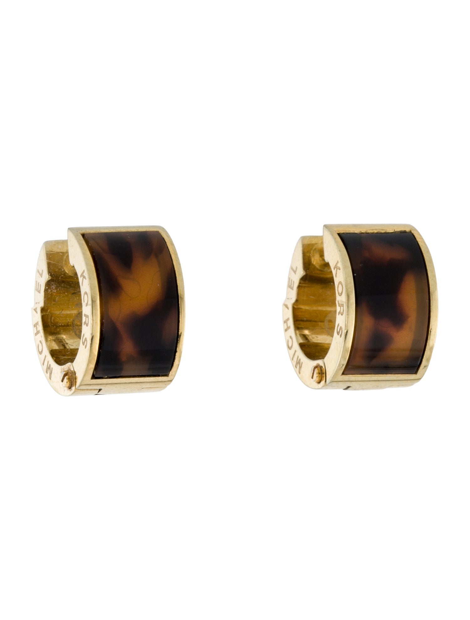 Michael Kors Resin Tortoise Huggie Earrings