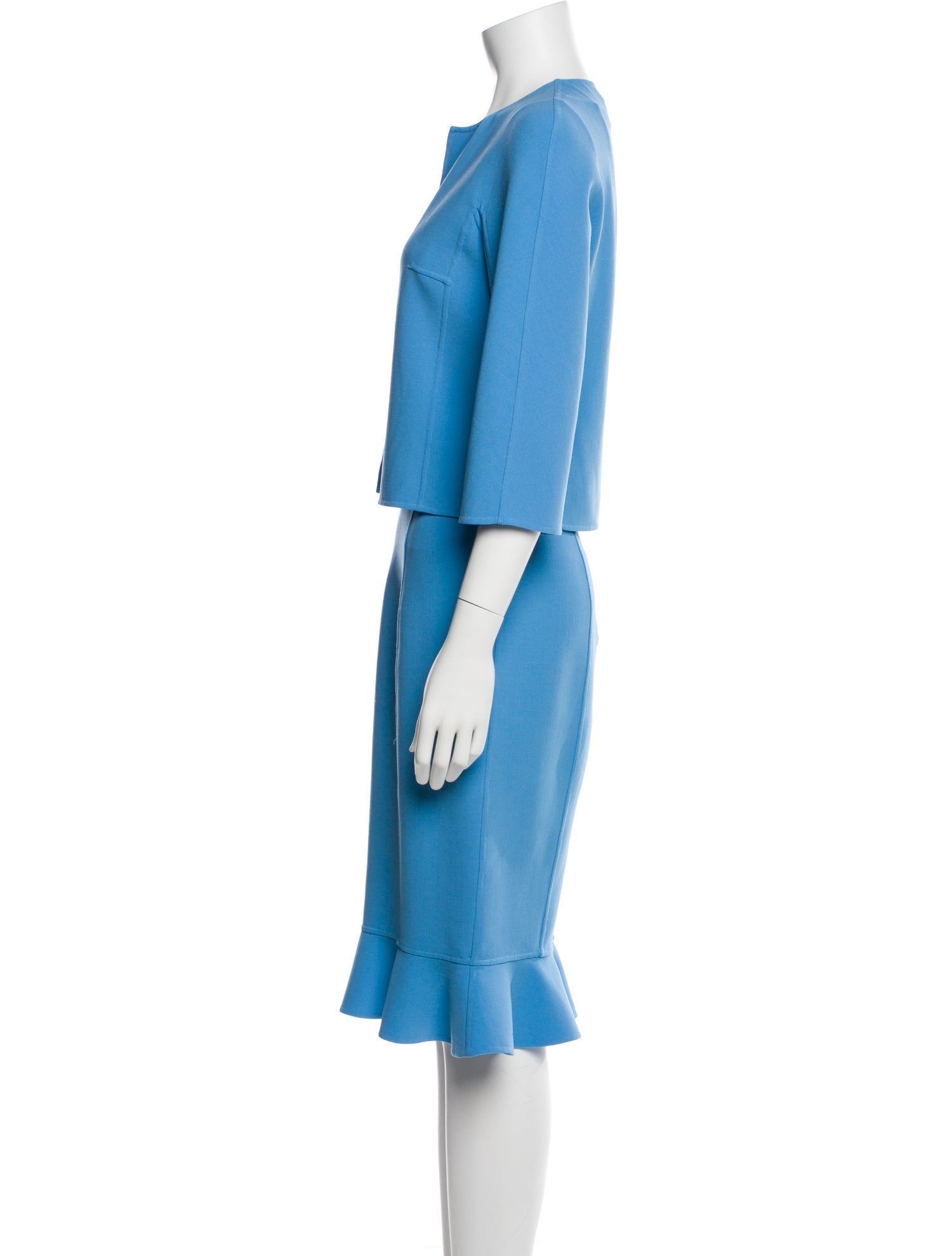 Michael Kors Collection Wool Ruffle Embellishment Dress Set