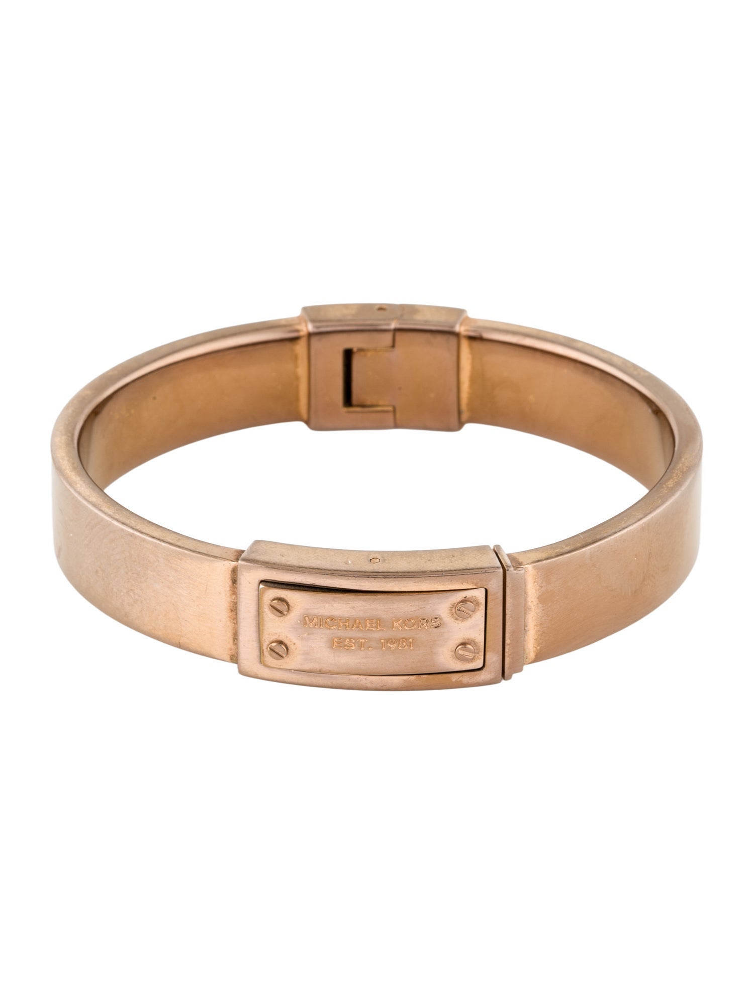 Michael Kors Logo Plate Hinged Bangle Bracelet