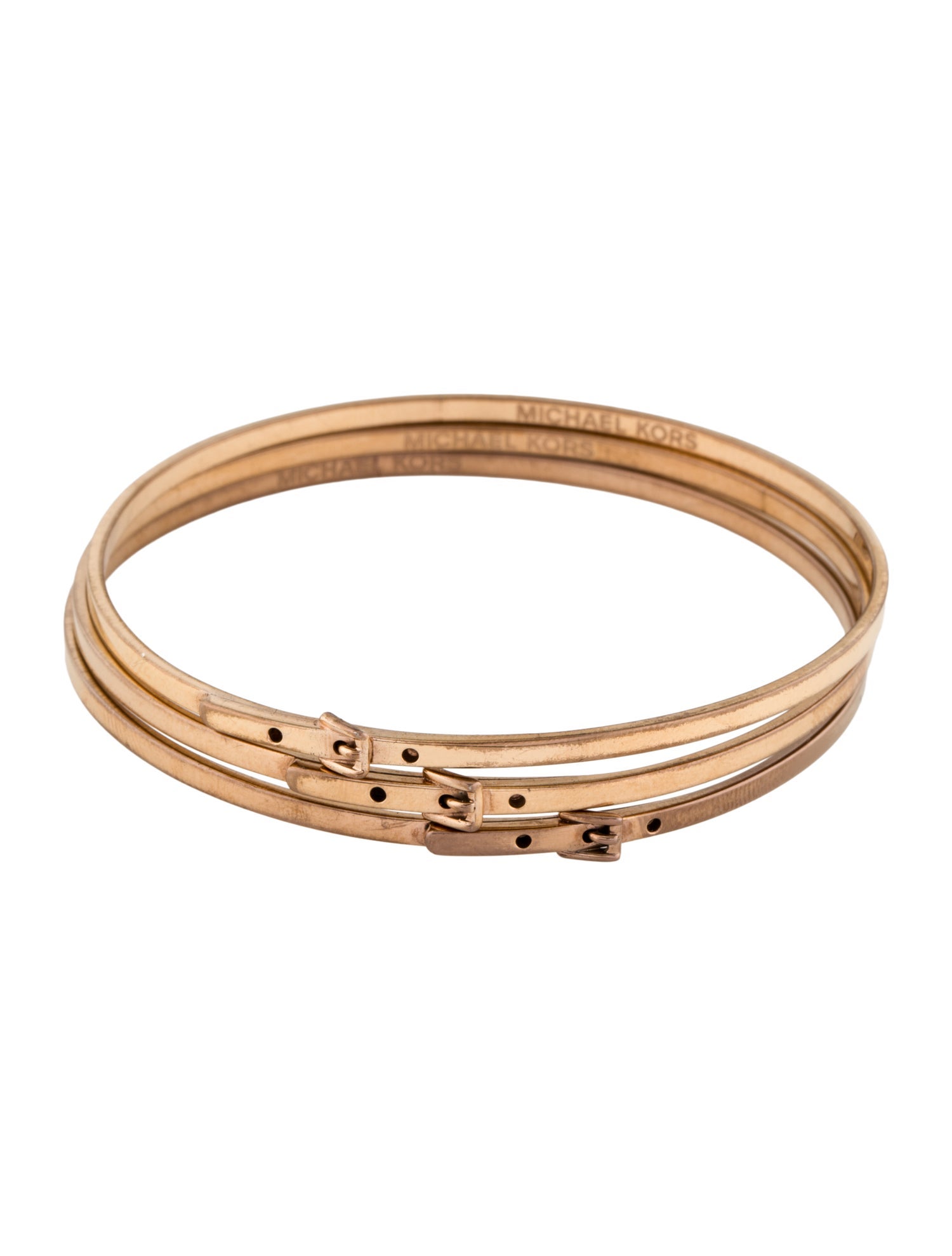 Michael Kors Skinny Buckle Set Of Three Bangle Bracelets