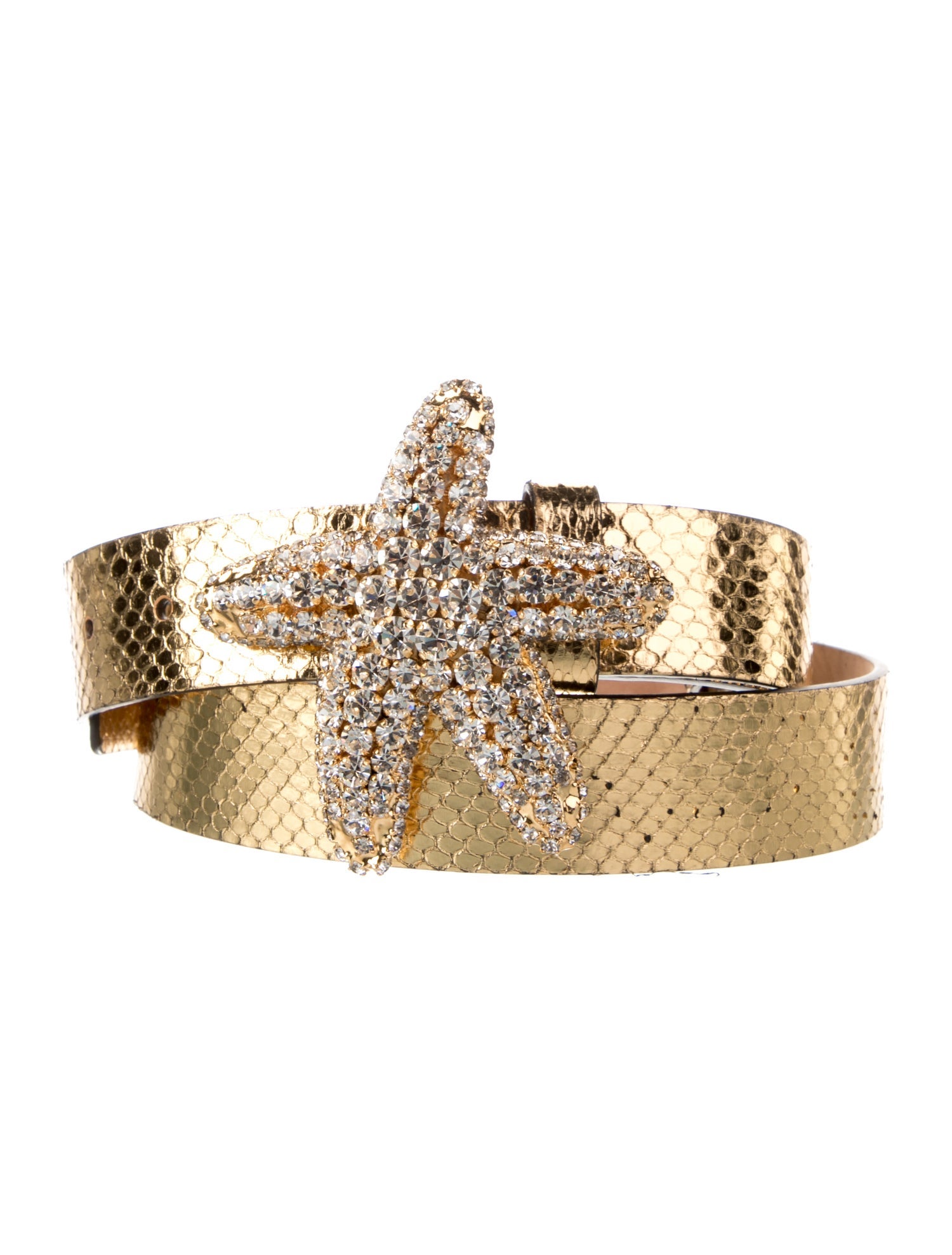 Michael Kors Embossed Leather Crystal Embellishments Belt