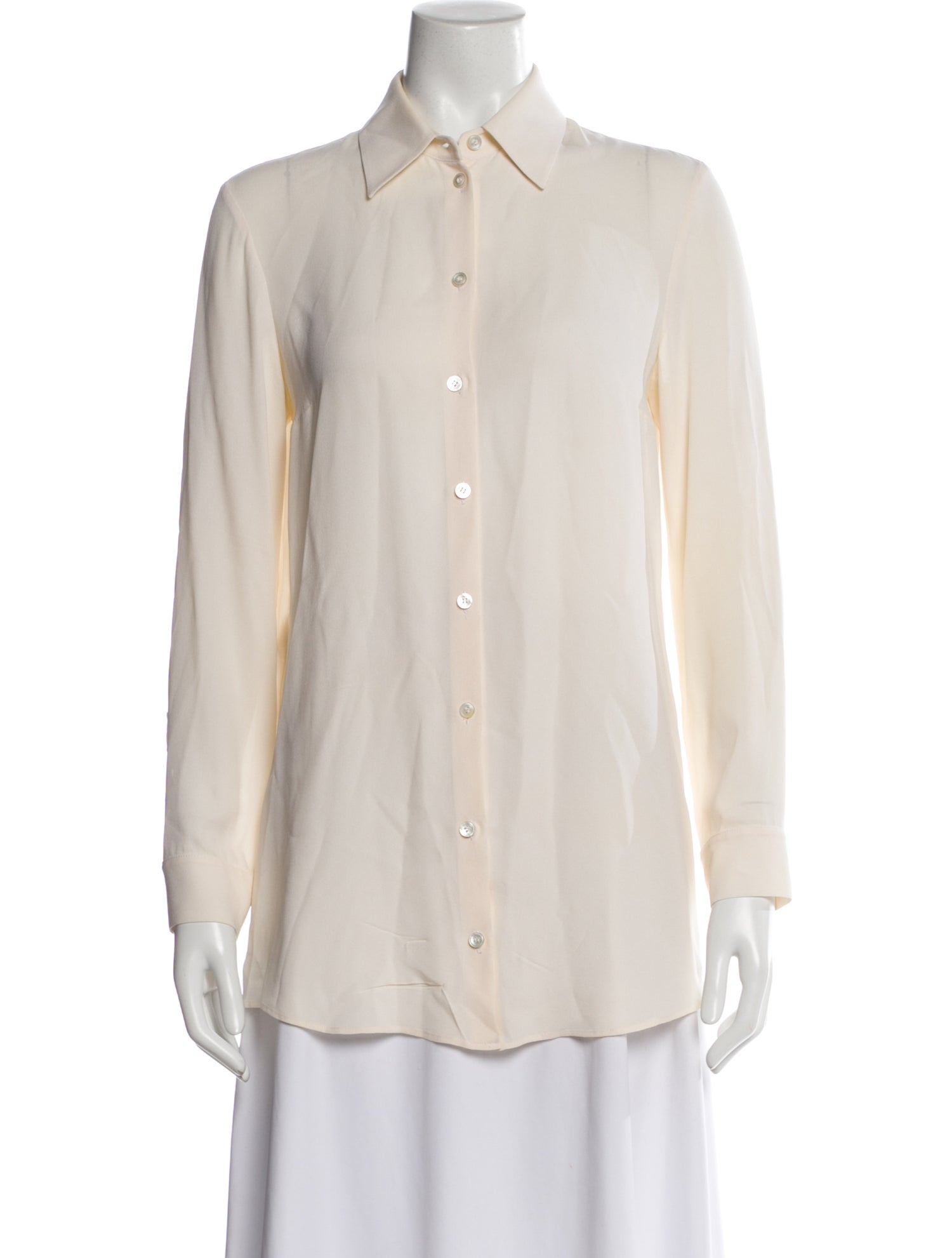 Michael Kors Silk Long Sleeve Button-Up Top