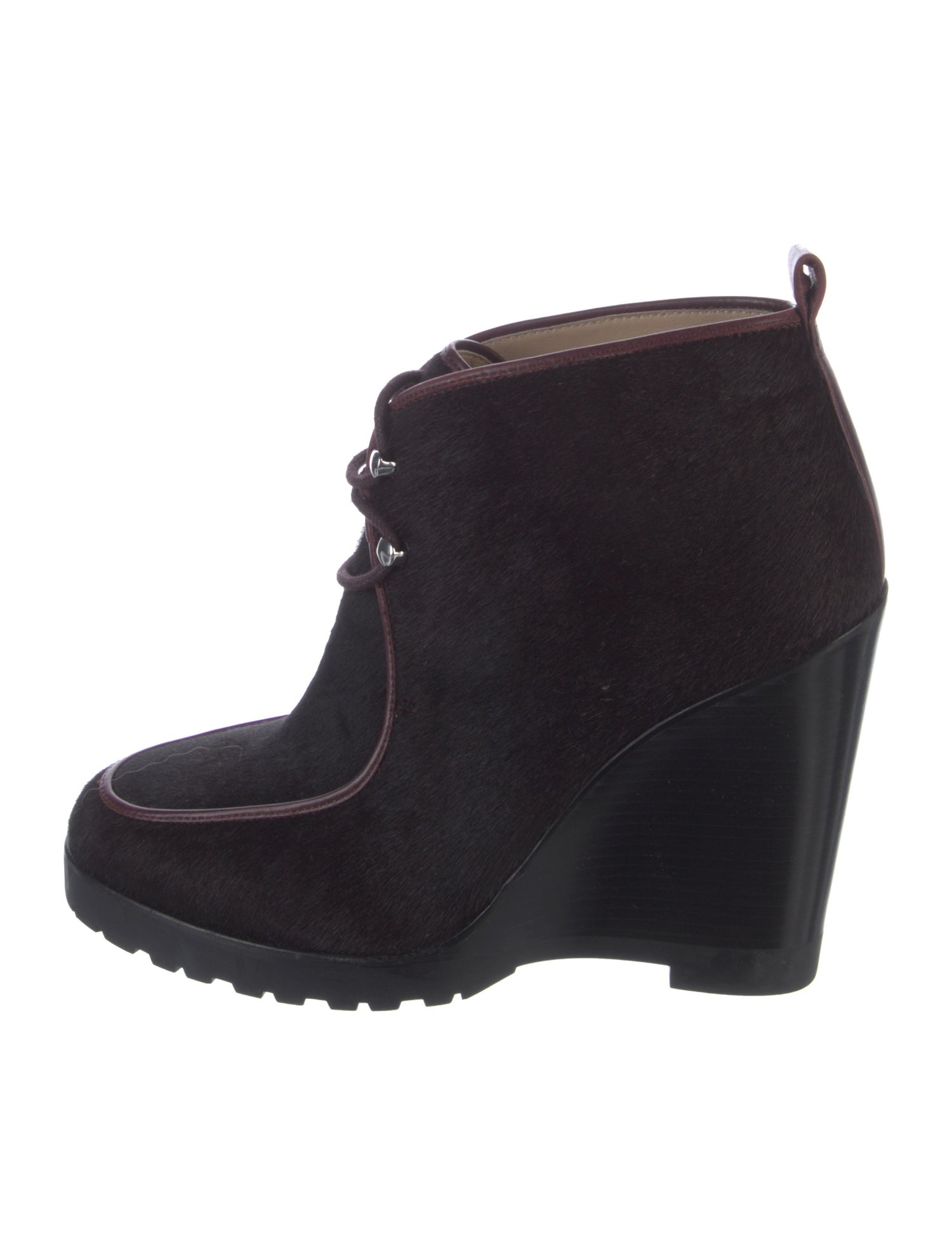 Michael Kors Ponyhair Leather Trim Embellishment Lace-Up Boots