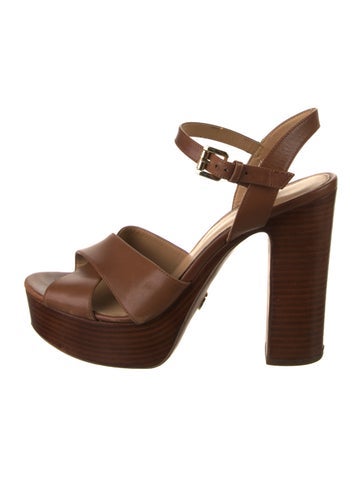 Pre-owned Michael Kors Leather Slingback Sandals In Brown