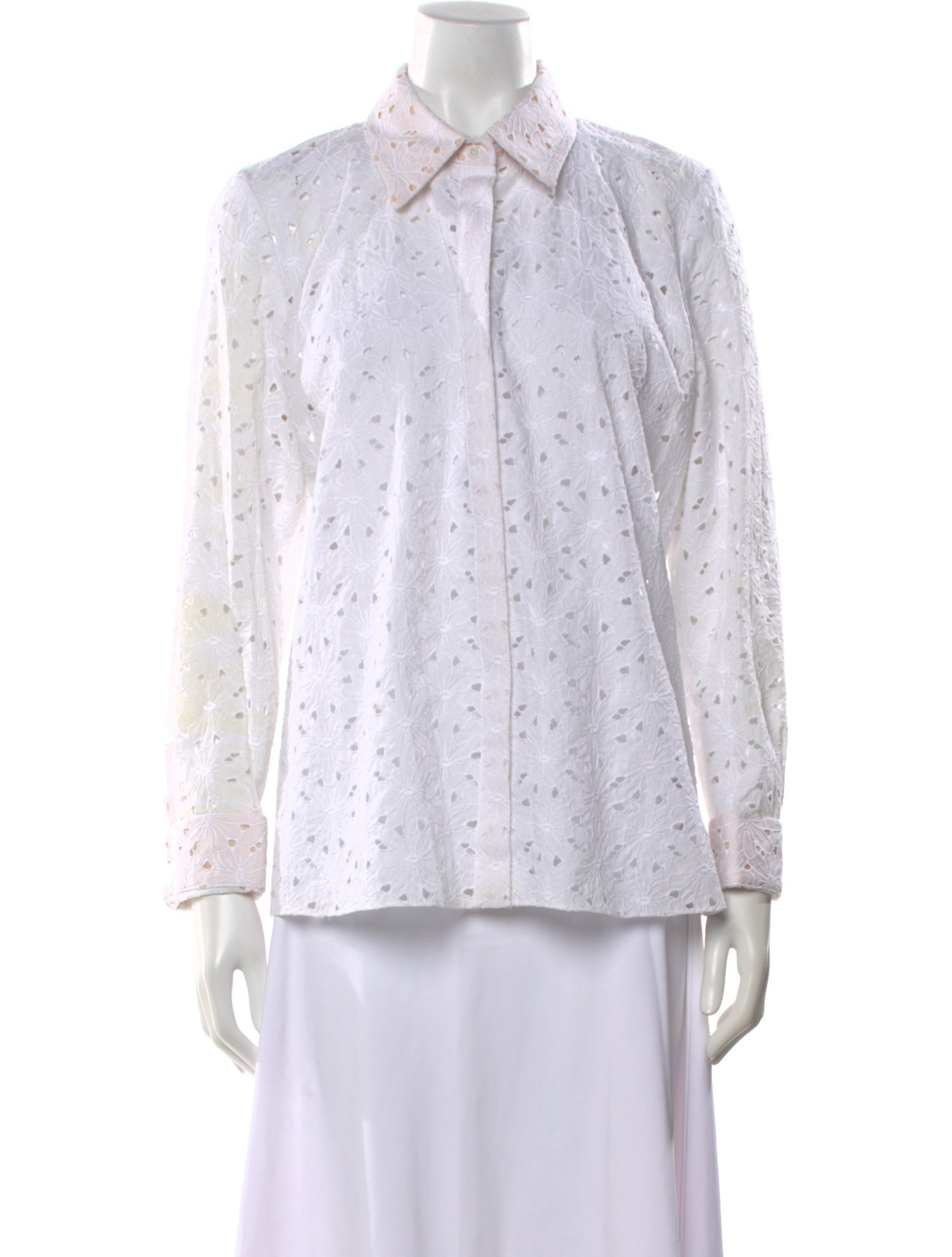 Michael Kors Collection Lace Pattern Long Sleeve Blouse